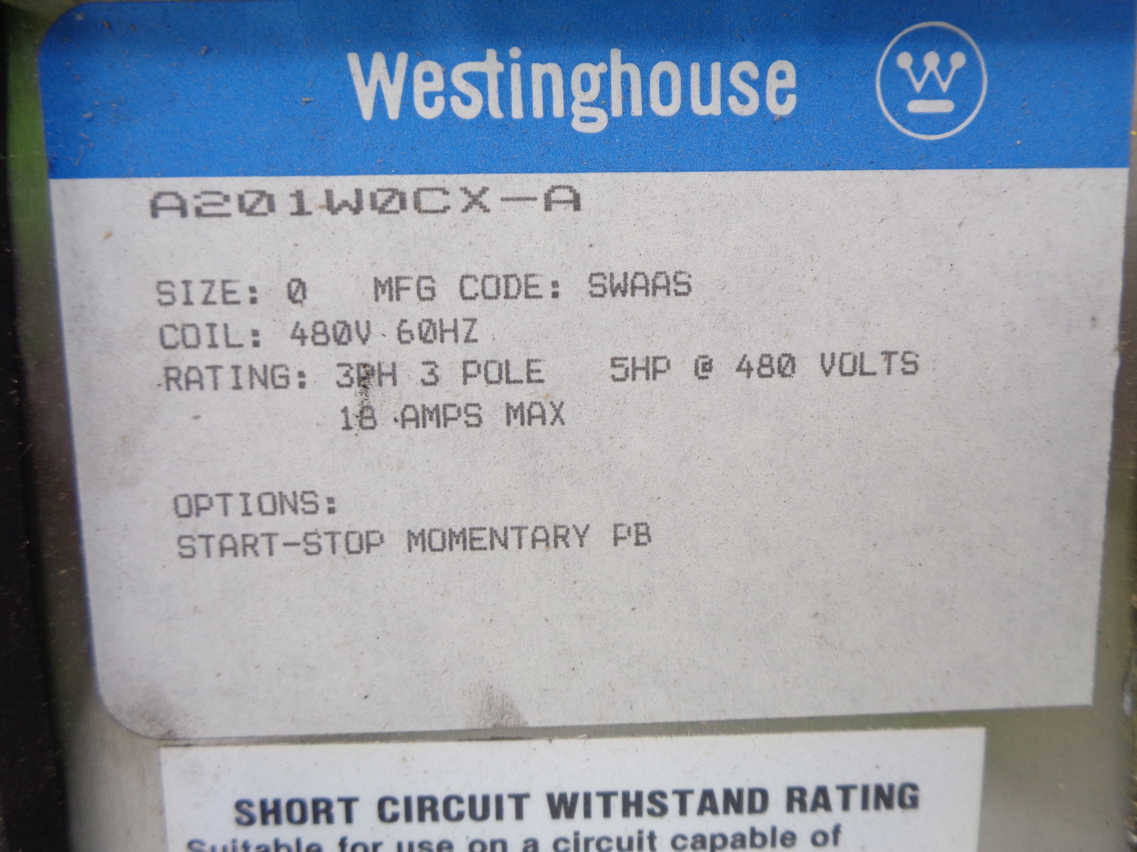 WESTINGHOUSE A201KOCX 575V (AS PICTURED) NSNP
