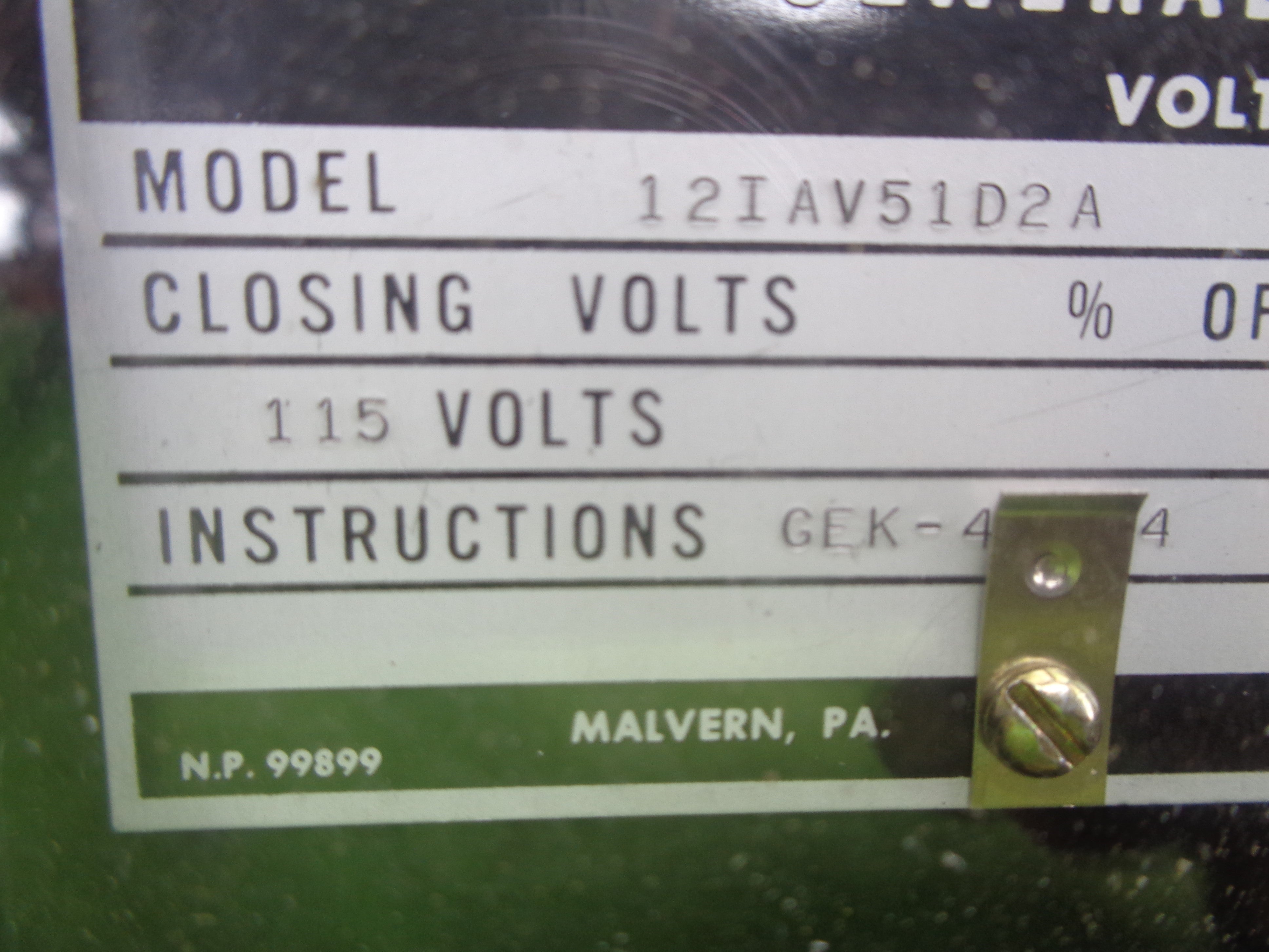 GENERAL ELECTRIC 12IAV51D2A 115V NSNP