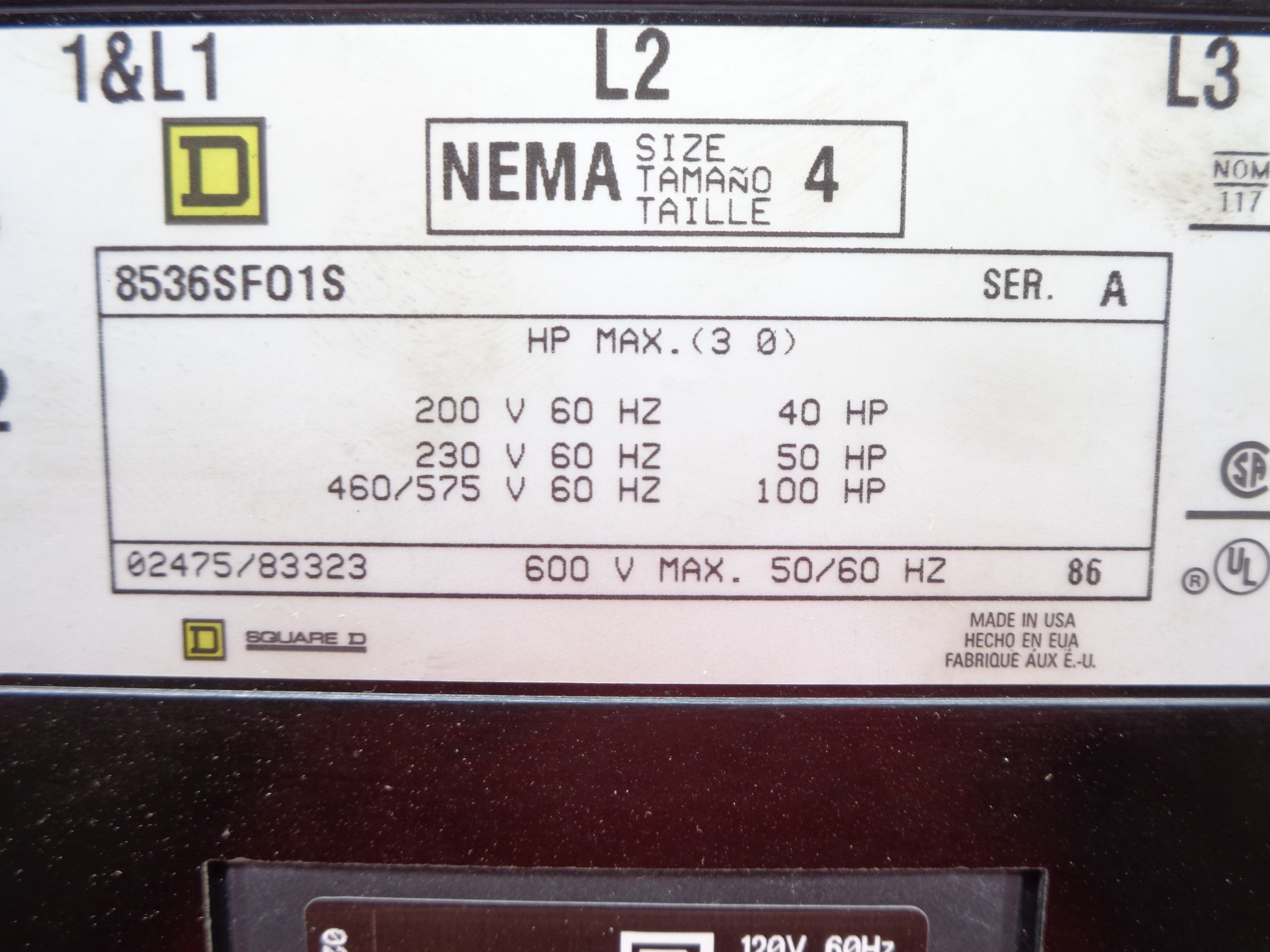 SQUARE D 8536SFO1S SER. A NSNP