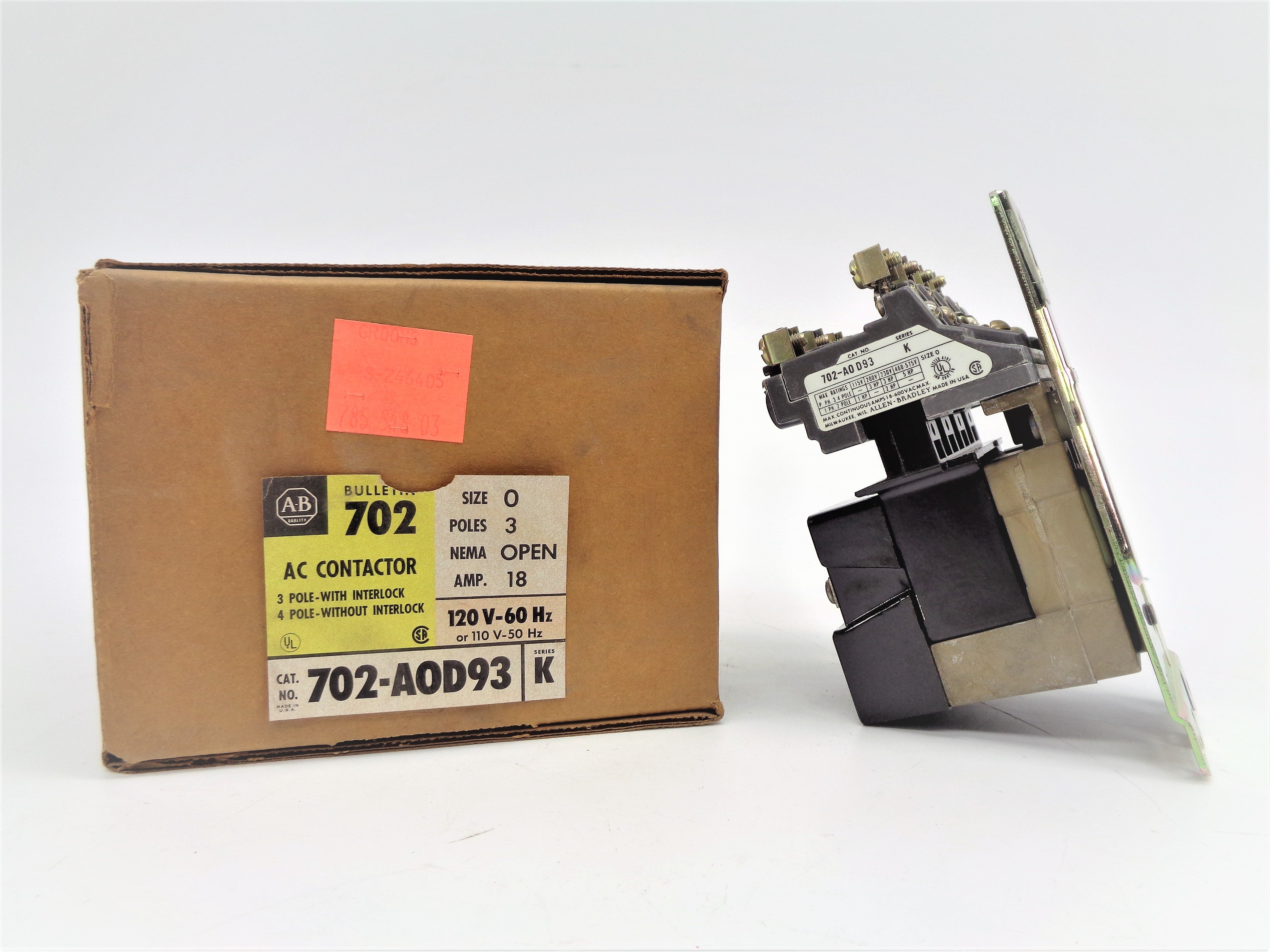 ALLEN BRADLEY 702-AOD93 SER. K 120V (BR/YL) NSMP