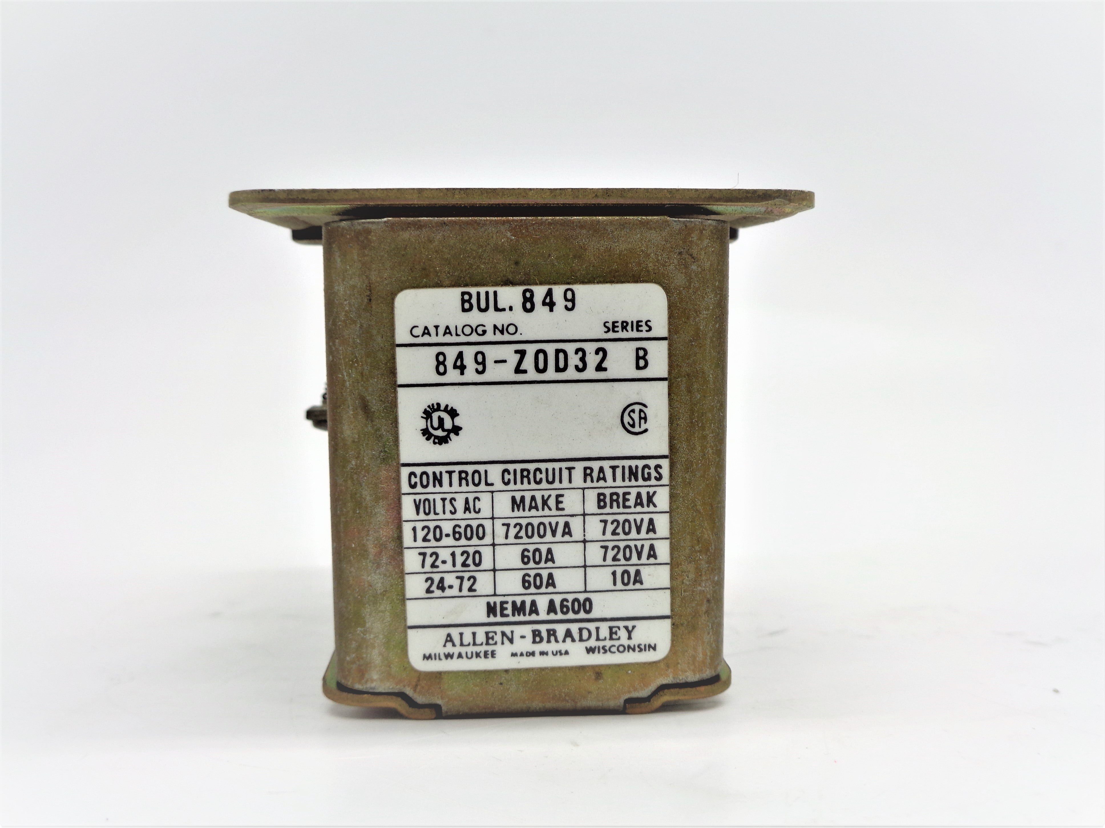 INDUSTRIAL SPARE PART 849-ZOD32 SER. B 110/120V 60A NSNP