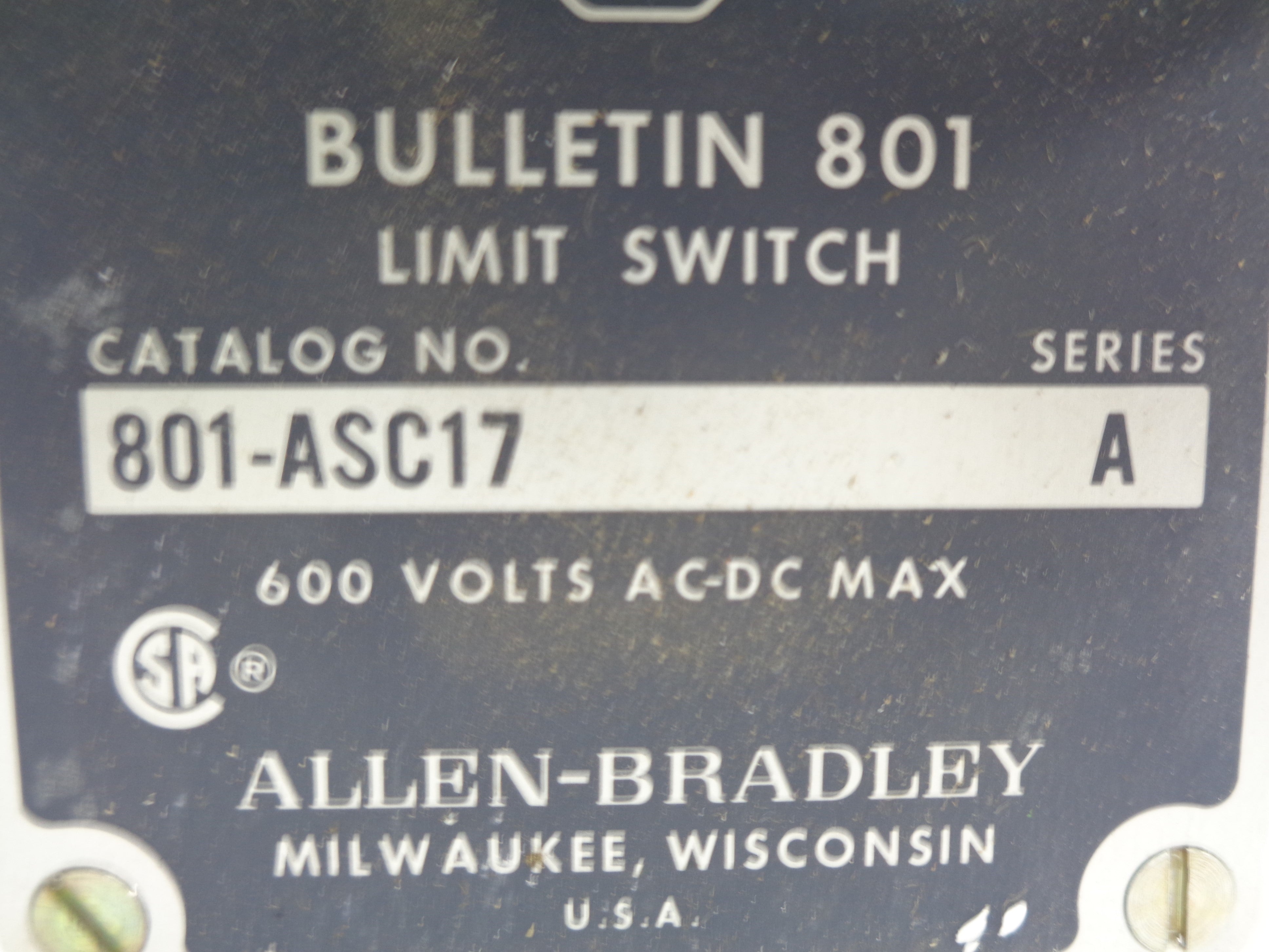 ALLEN BRADLEY 801-ASC17 SER. A NSNP
