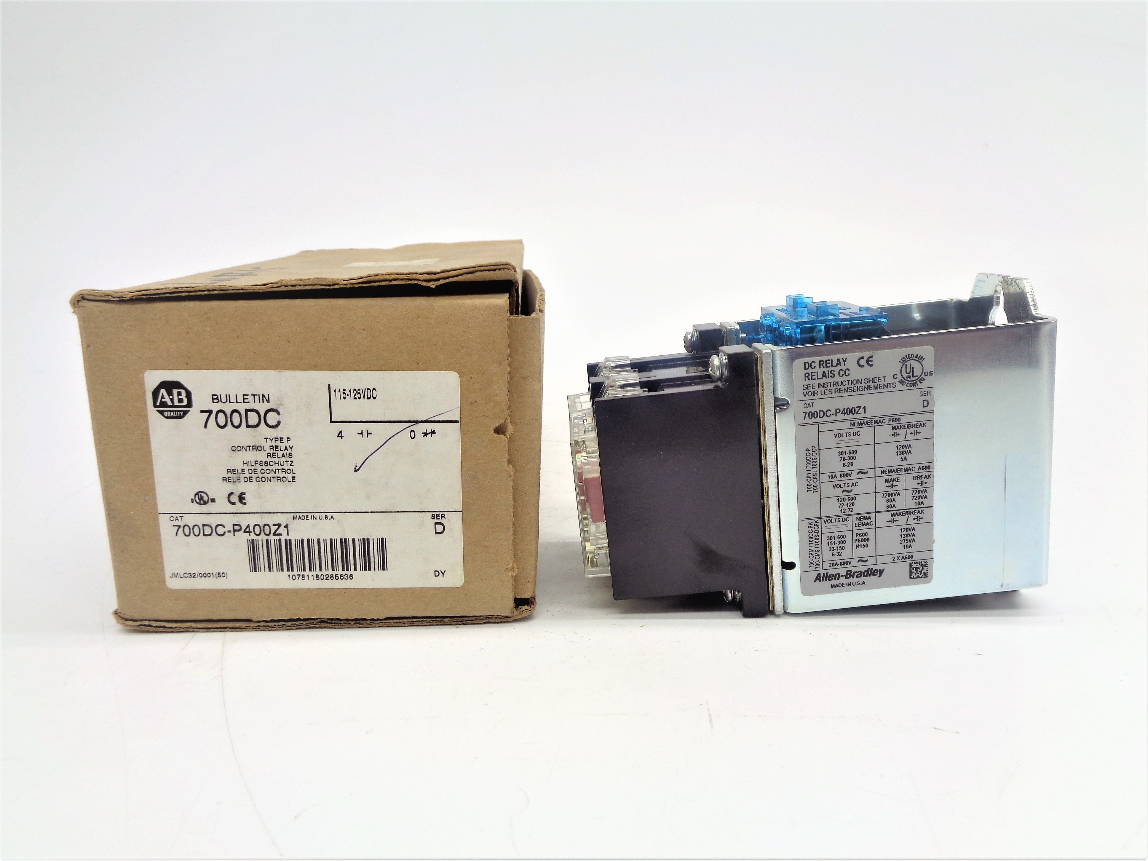 ALLEN BRADLEY 700DC-P400Z1 SER. D 115-125VDC 5A (BR/WH) NSMP
