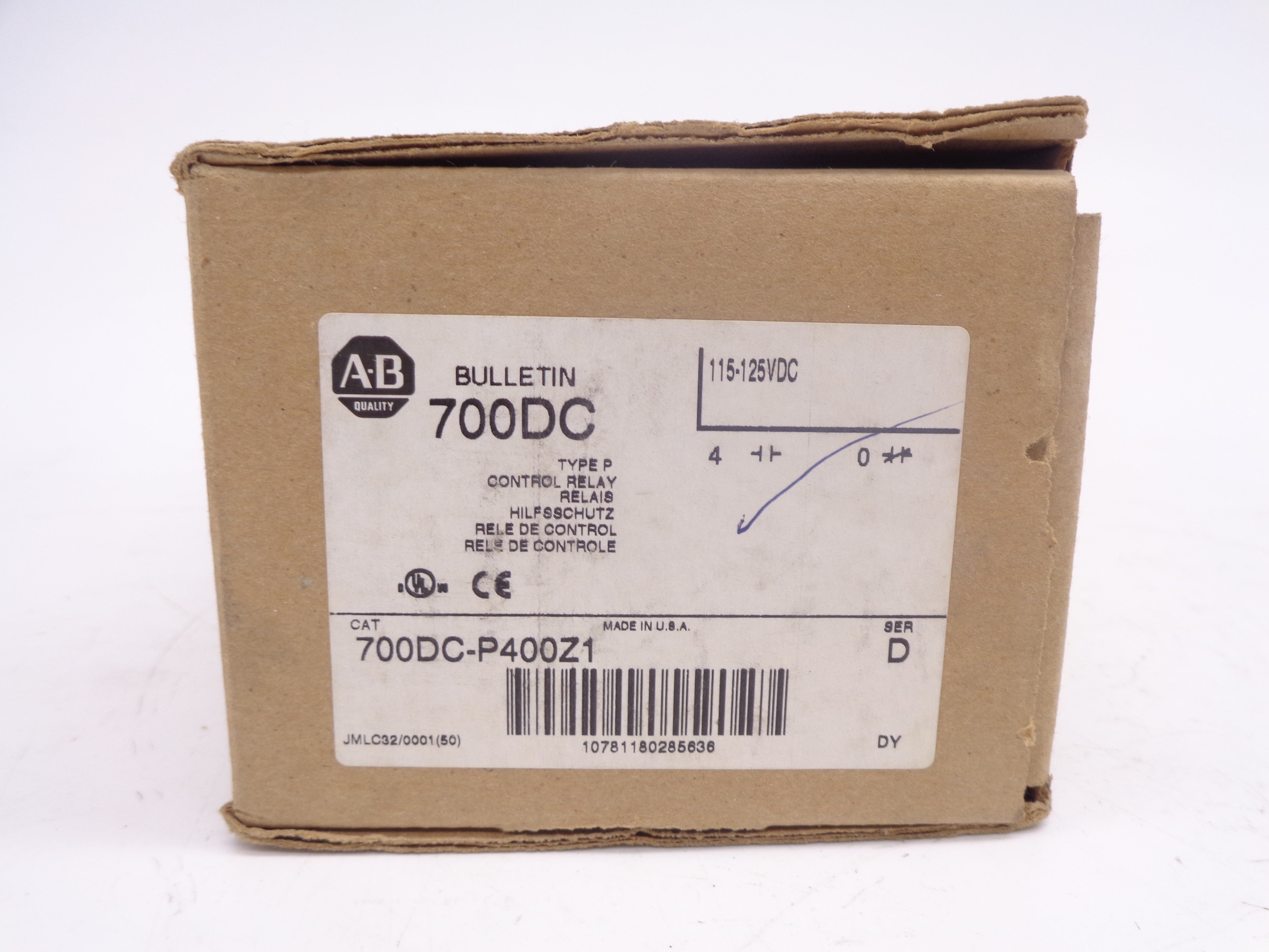 ALLEN BRADLEY 700DC-P400Z1 SER. D 115-125VDC 5A (BR/WH) NSMP