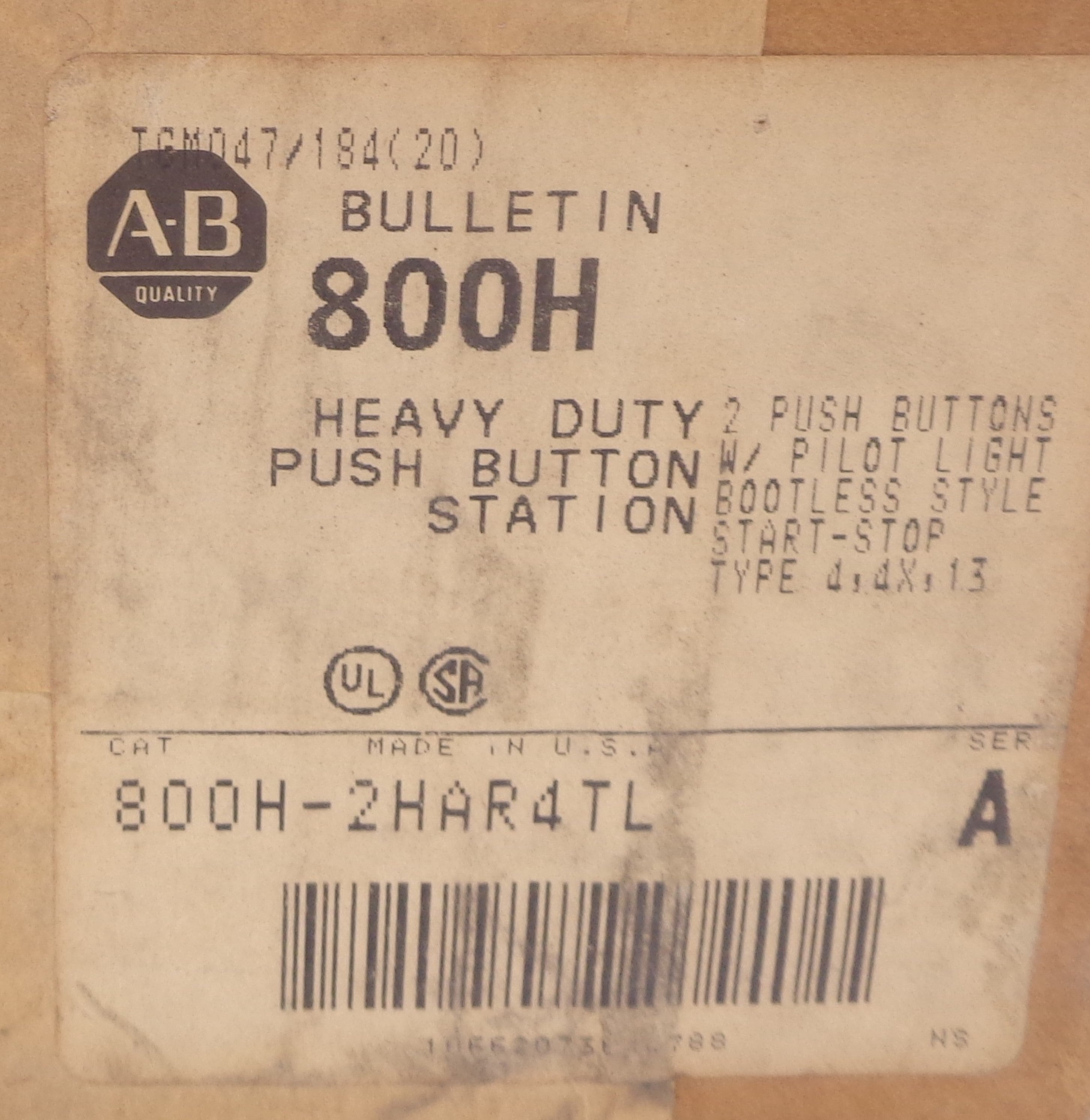 ALLEN BRADLEY 800H-2HAR4TL SER. A (BR/WH) NSFS