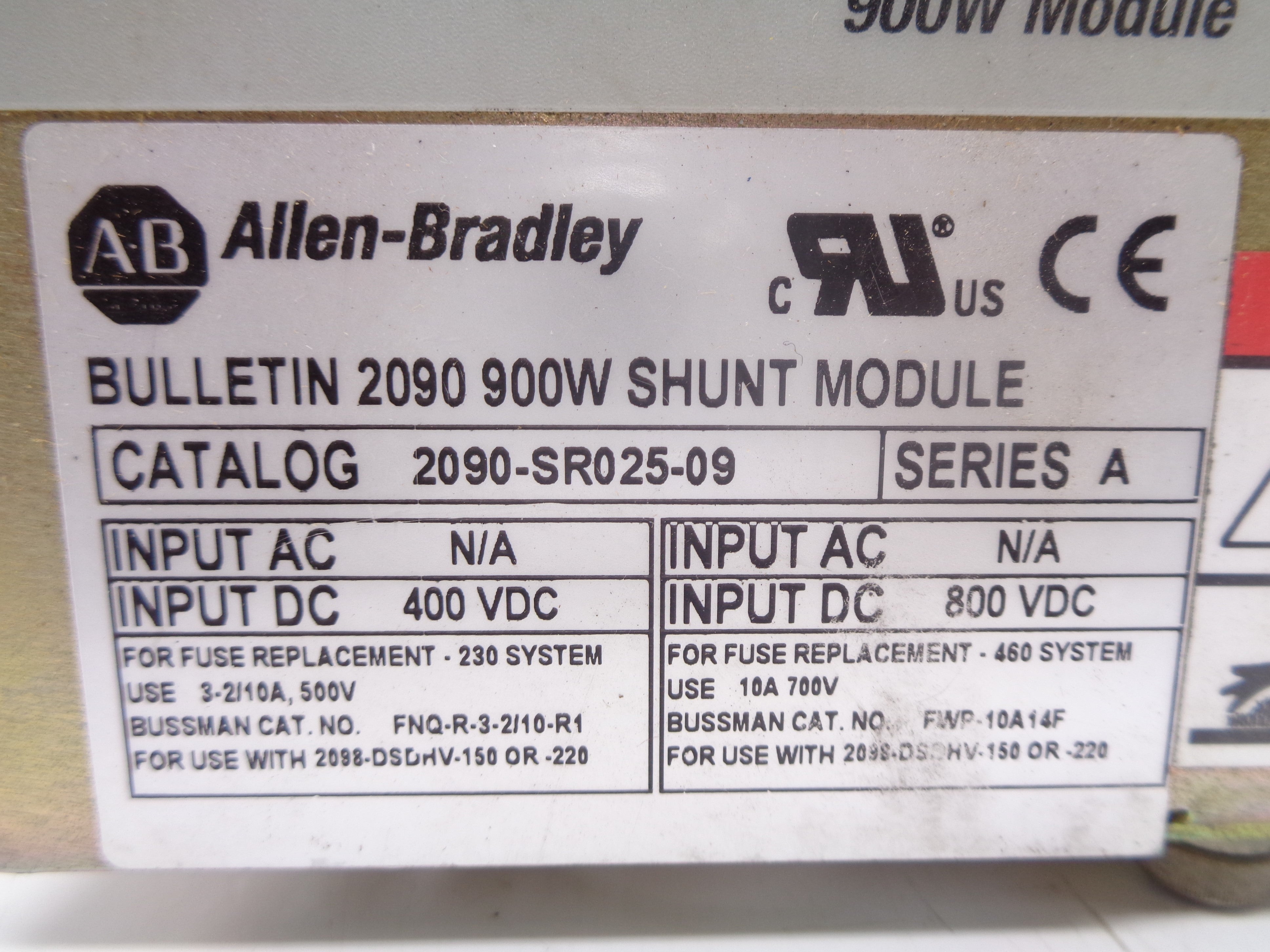 INDUSTRIAL SPARE PART 2090-SR025-09 SER. A (AS PICTURED) NSNP