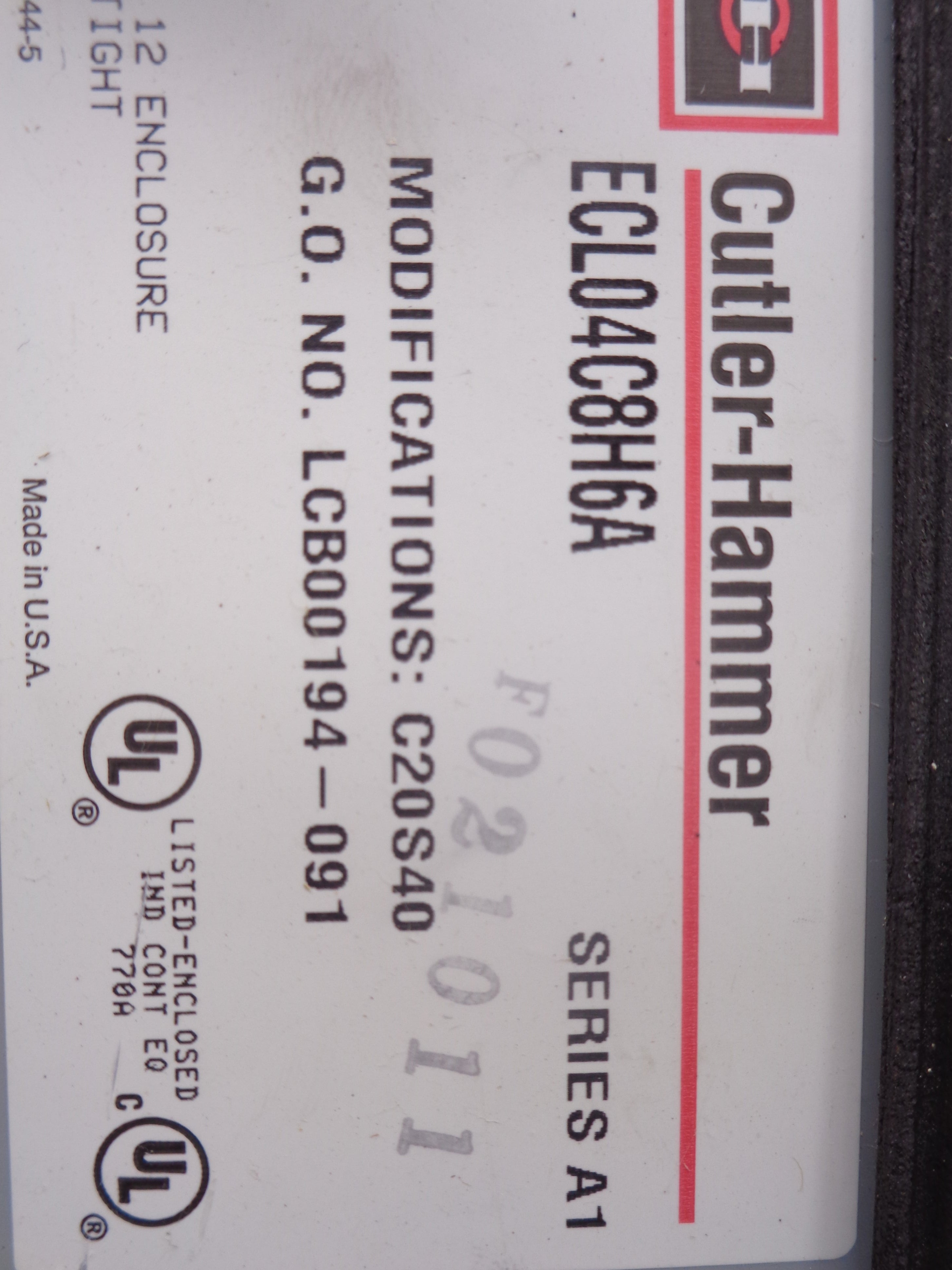 CUTLER HAMMER ECL04C8H6A SER. A1 (AS PICTURED) UNMP