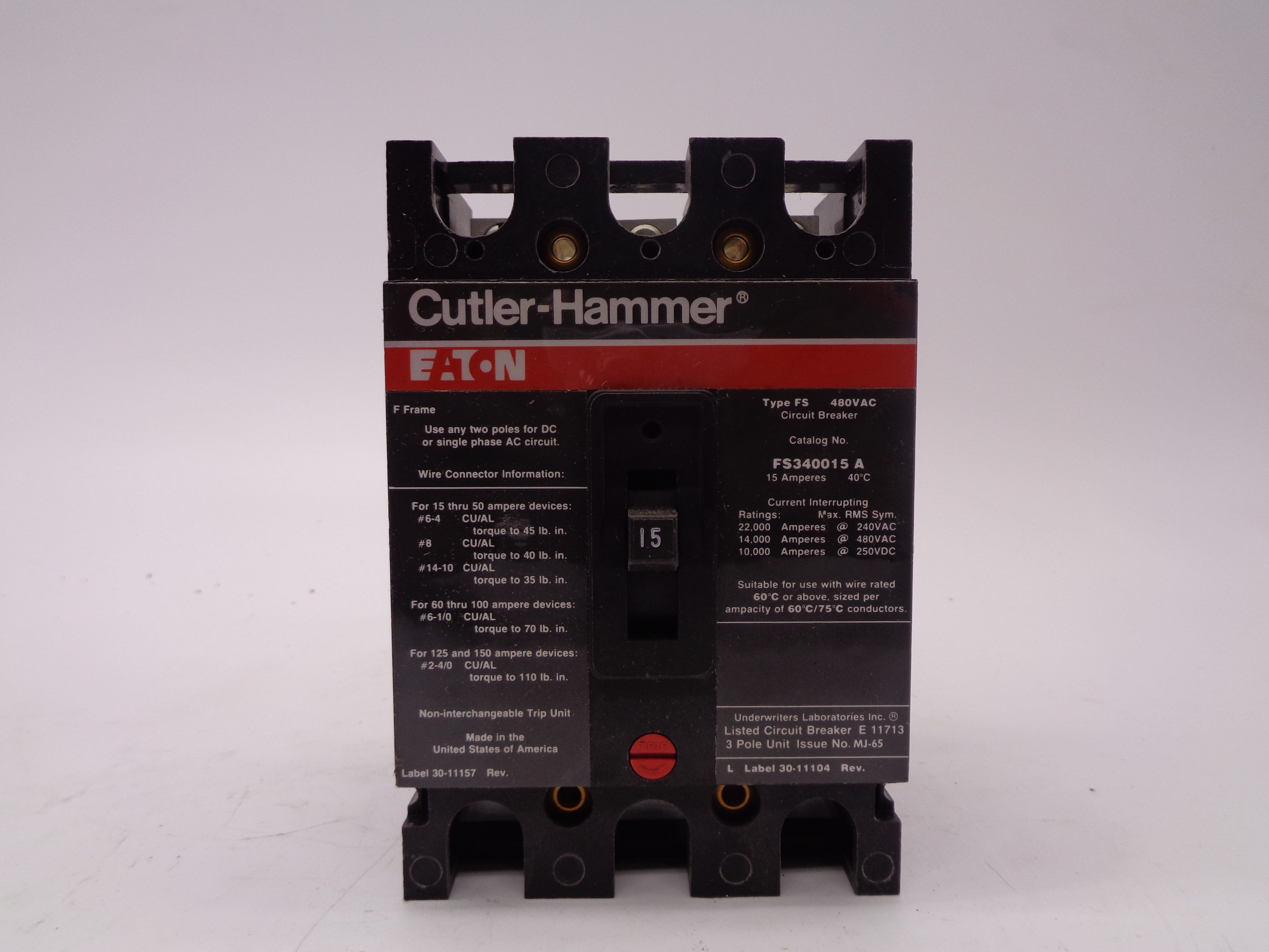 CUTLER HAMMER FS340015A 15A 480V NSNP