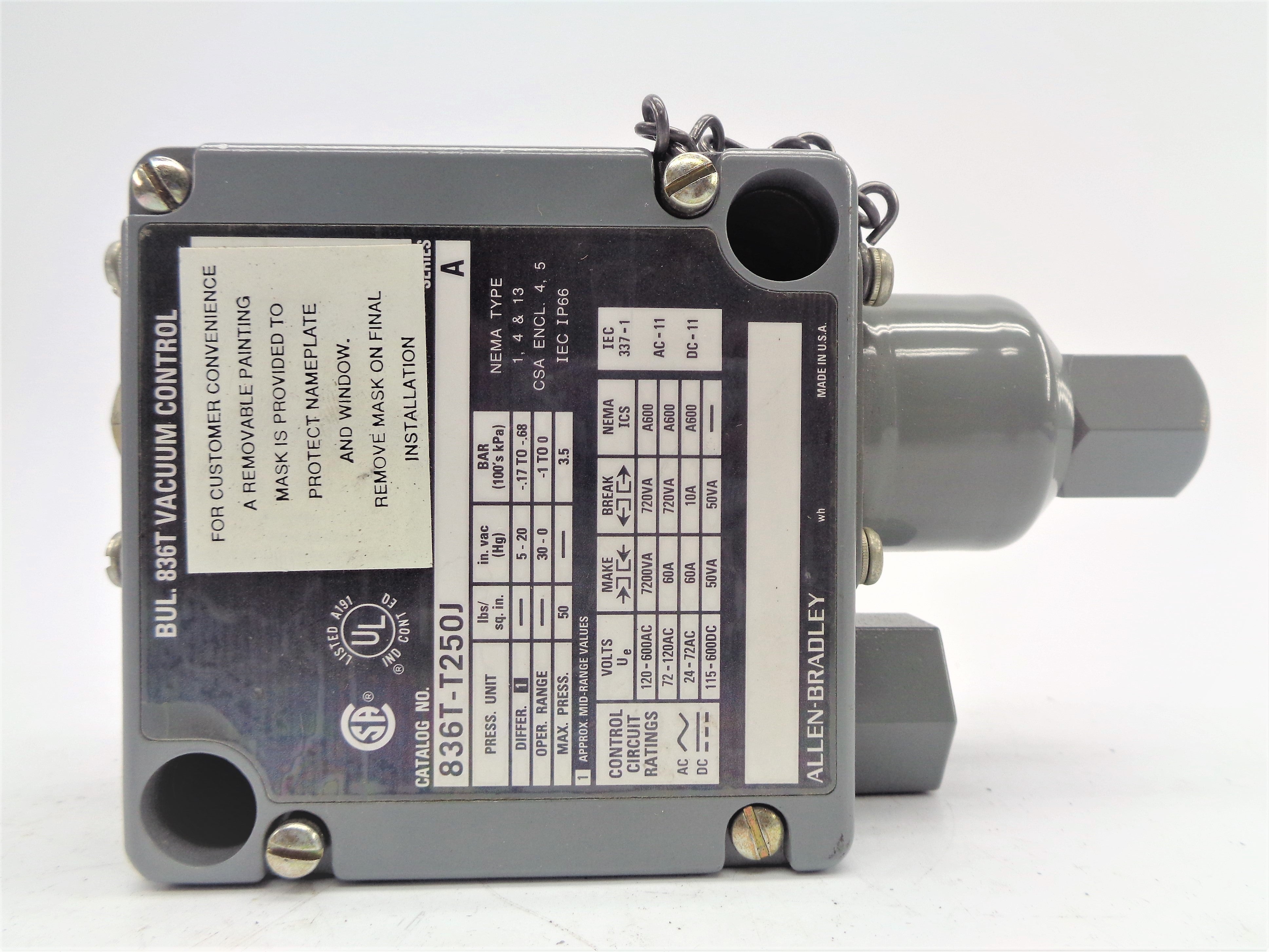 INDUSTRIAL SPARE PART 836T-T250J SER. A 120-600VAC 60A 50PSI NSNP