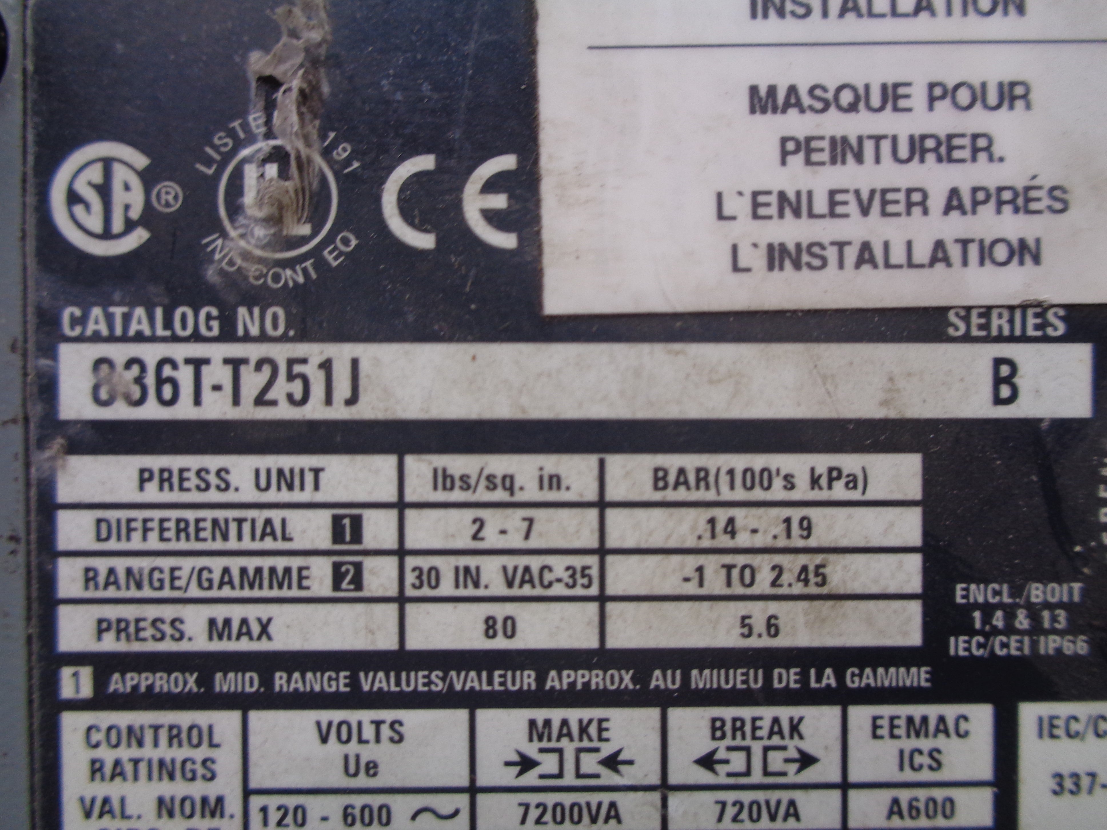 ALLEN BRADLEY 836T-T251J SER. B NSNP