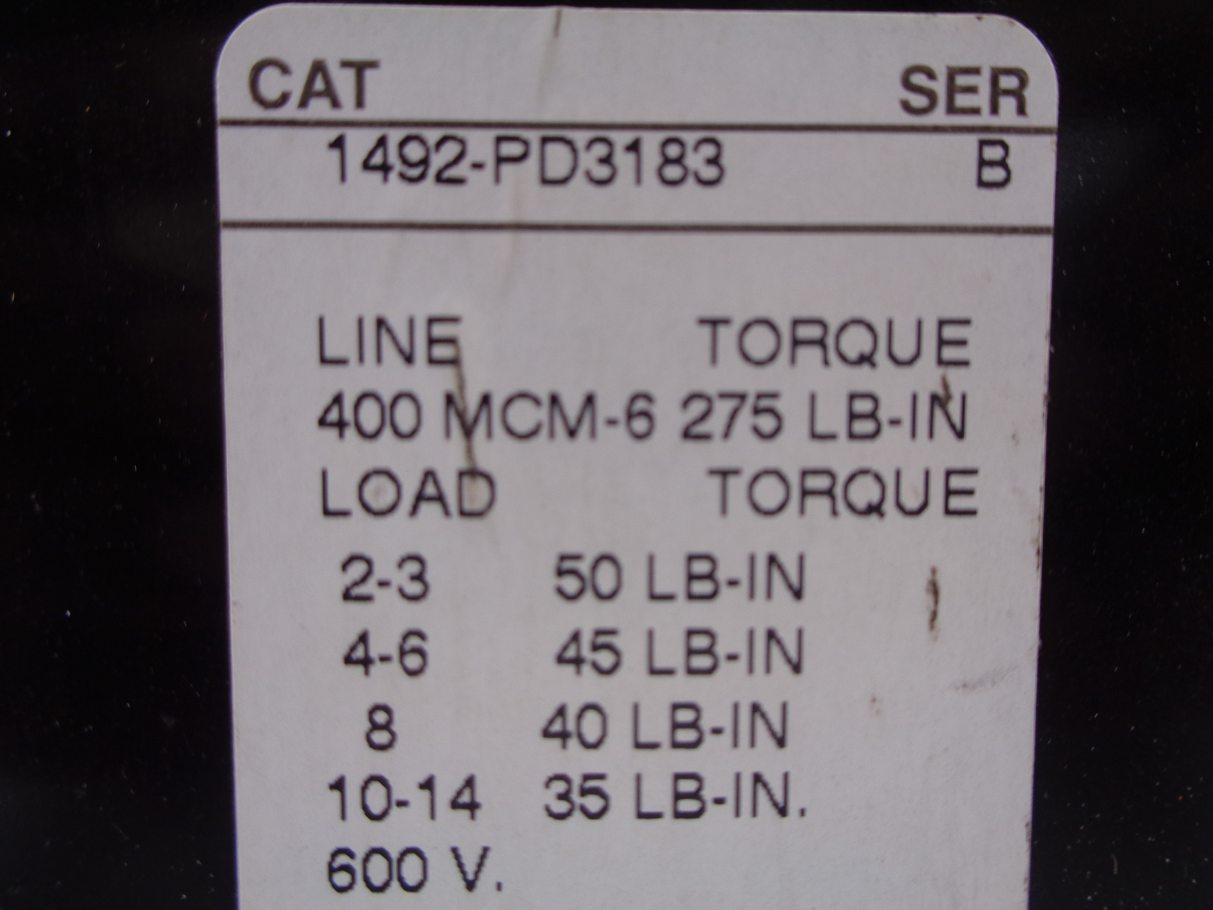 ALLEN BRADLEY 1492-PD3183 SER. B (AS PICTURED) NSNP
