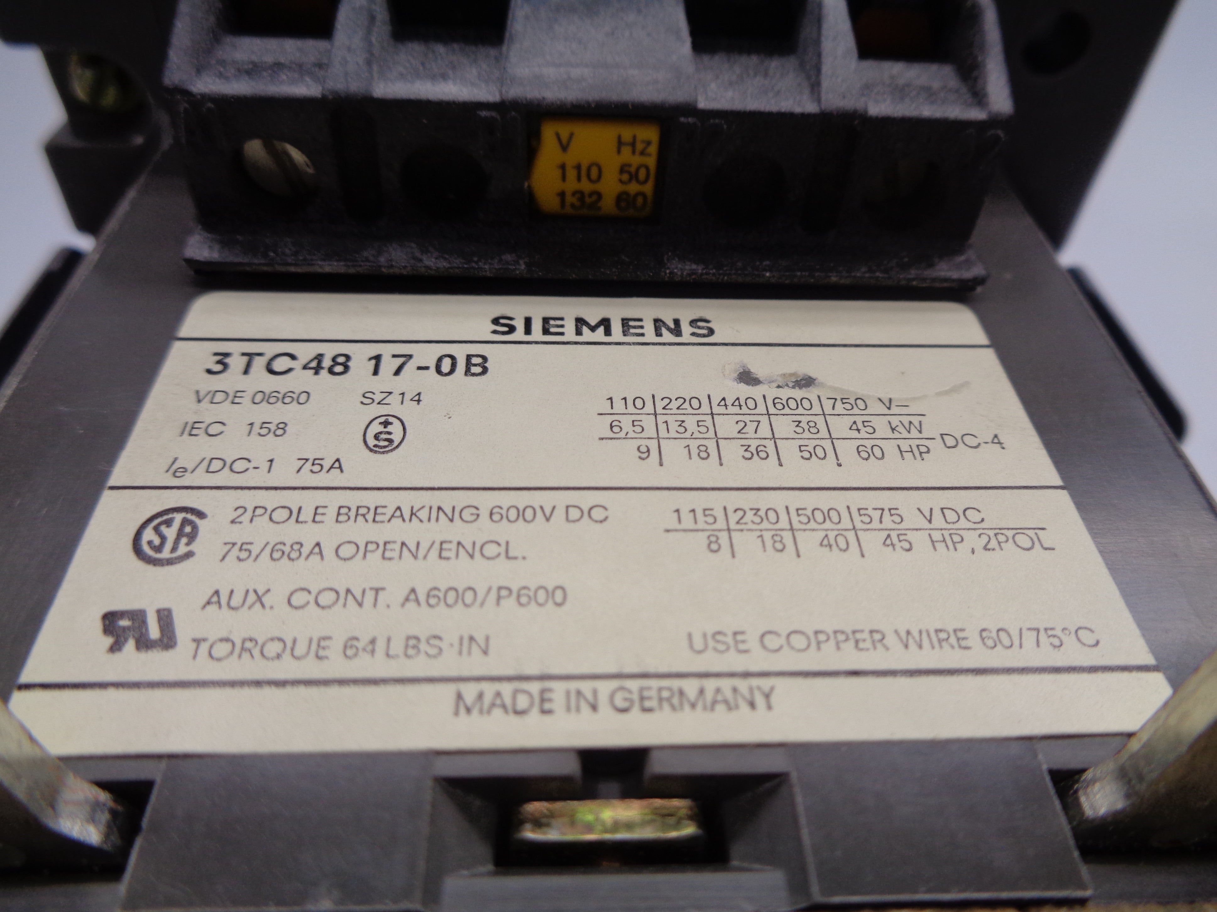 SIEMENS 3TC4817-0B 110V UNMP