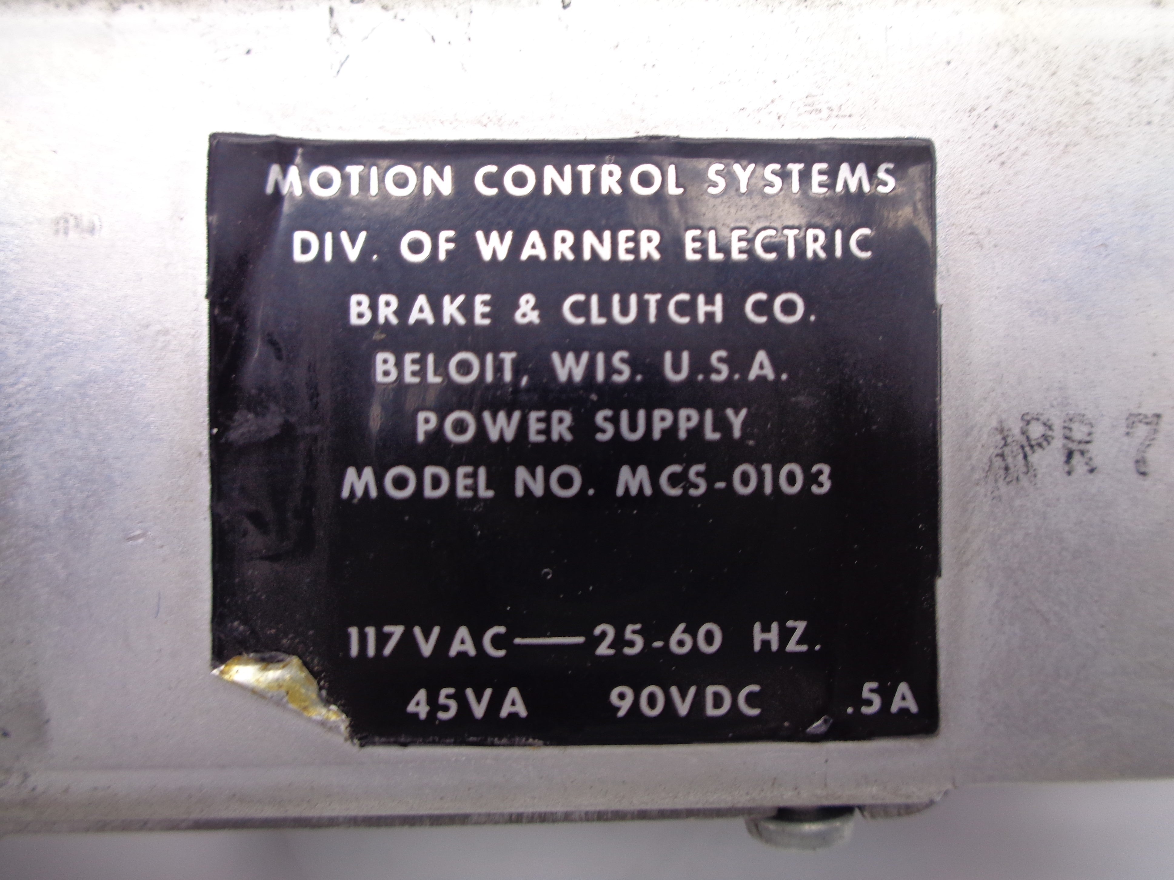 WARNER ELECTRIC MCS-0103 UNMP