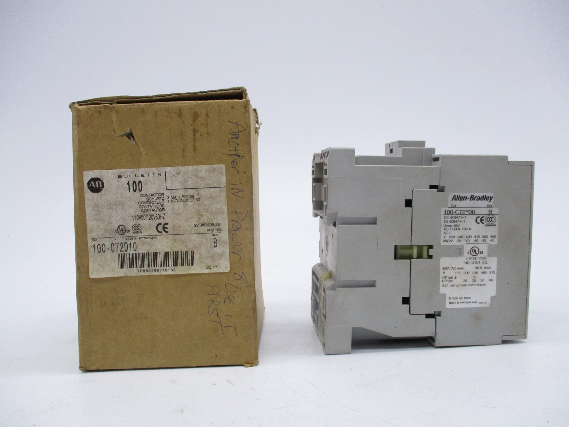 ALLEN BRADLEY 100-C72D10 SER. B 120V (BR/WH) NSMP