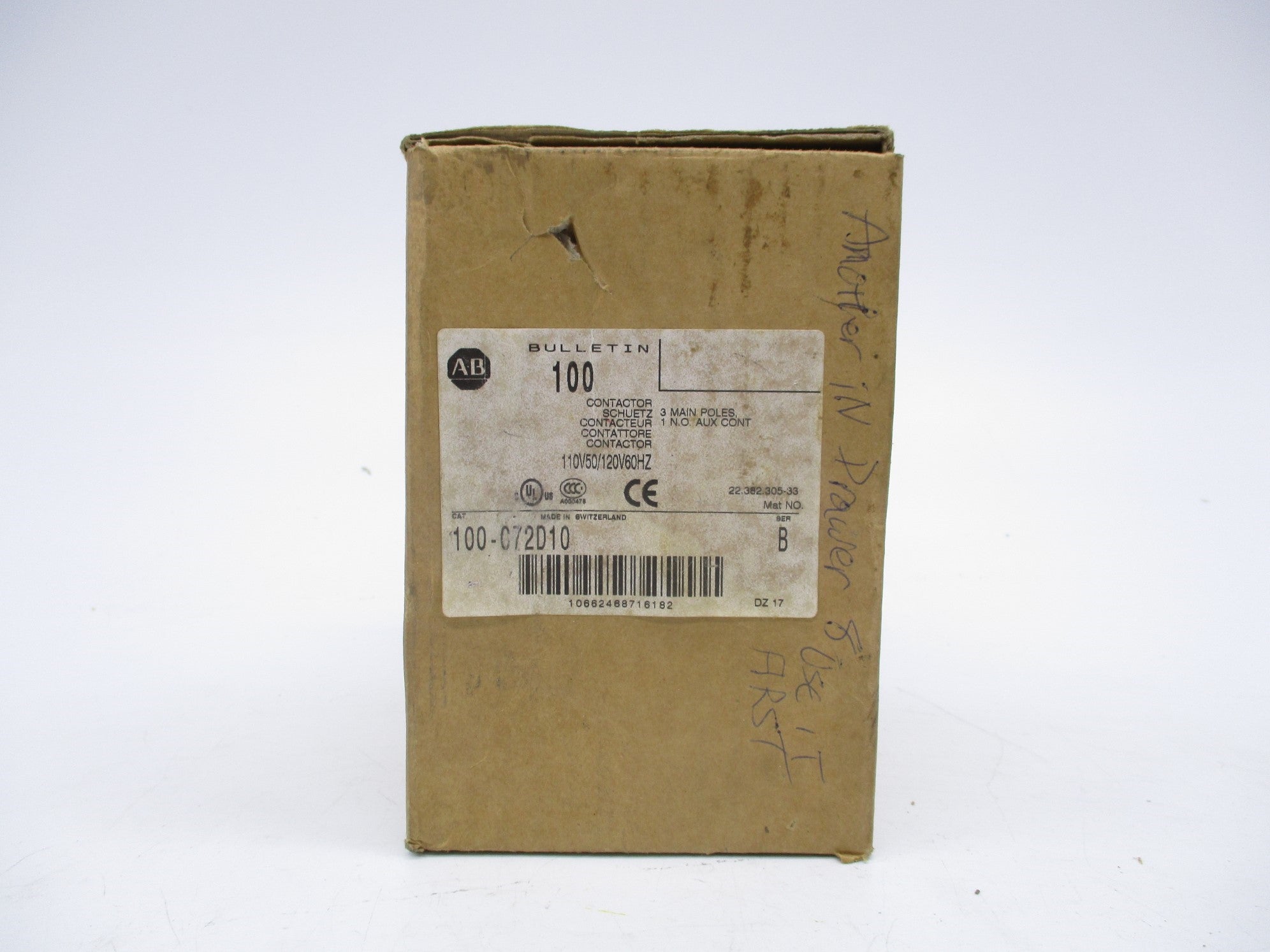 ALLEN BRADLEY 100-C72D10 SER. B 120V (BR/WH) NSMP