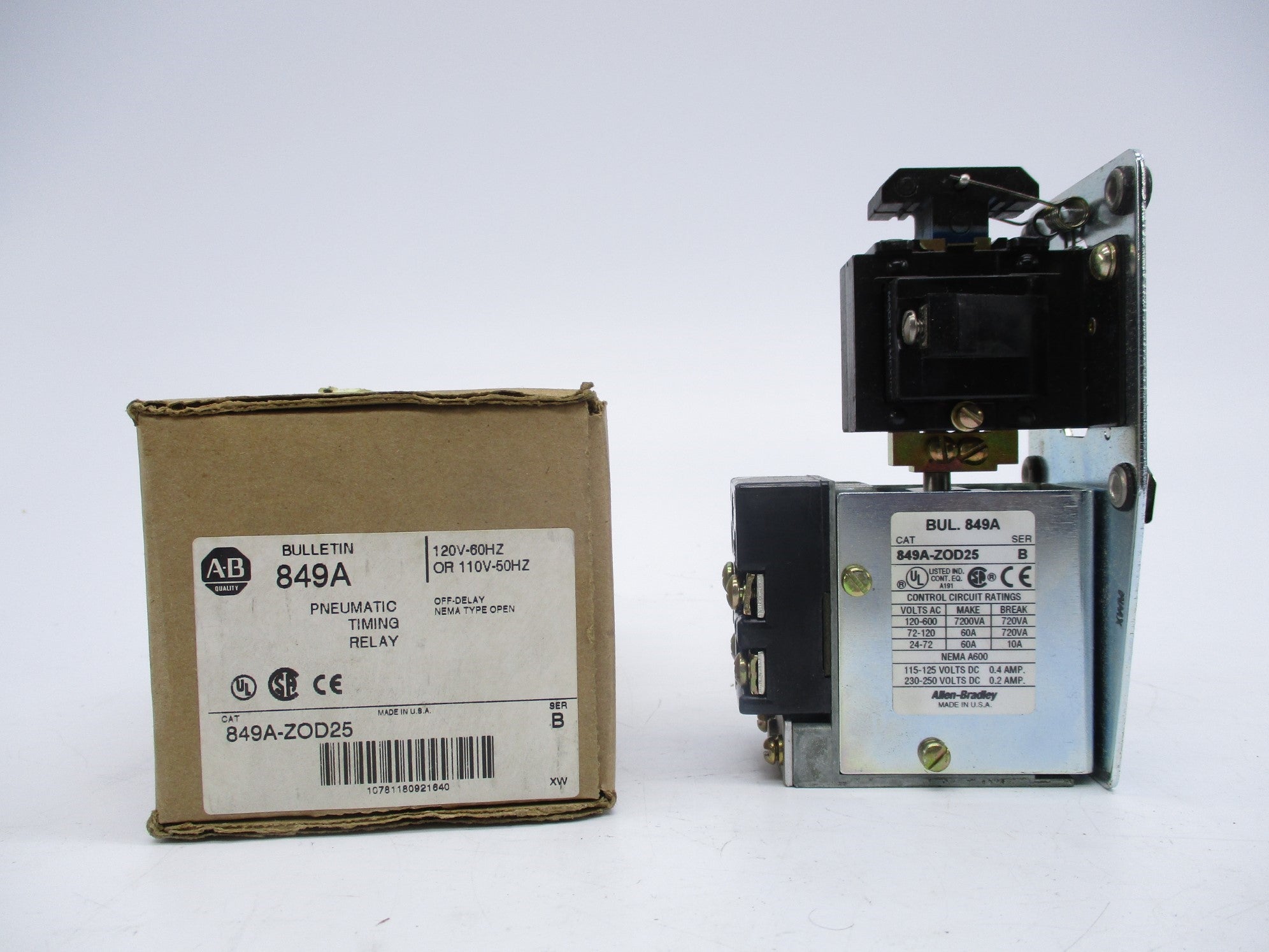 ALLEN BRADLEY 849A-ZOD25 SER. B 0.4A 120V (BR/WH) NSMP