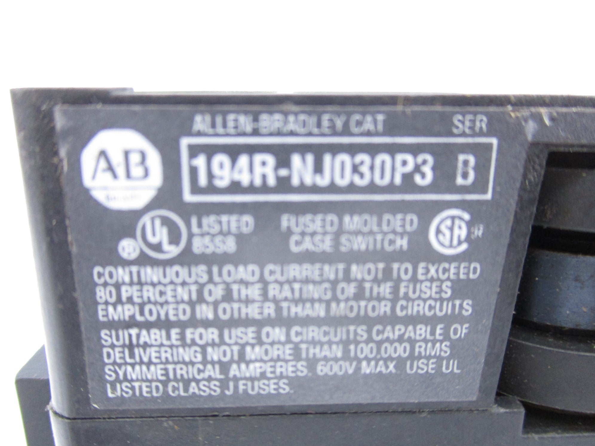 ALLEN BRADLEY 194R-NJ030P3 SER. B (AS PICTURED) UNMP