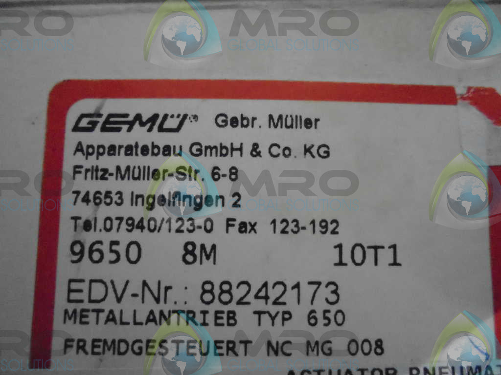 GE-MU VALVES INC. 88242173 ACUTATOR PNEUMATIC *NEW IN BOX*