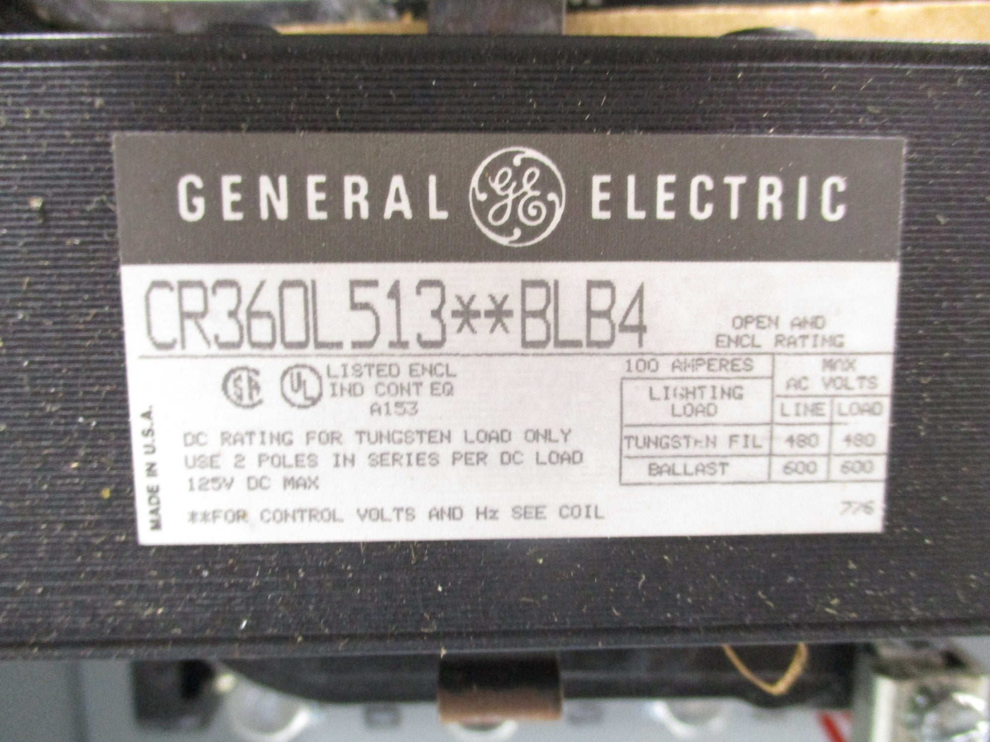 GENERAL ELECTRIC CR360L513**BLB4 480V NSNP