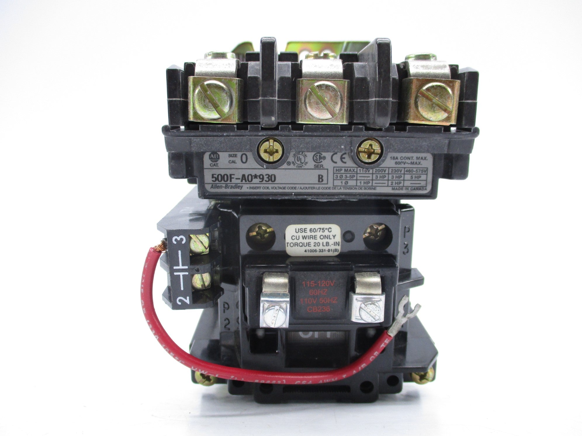INDUSTRIAL SPARE PART 500F-AOD930 SER. B 110/115-120V 18A NSNP