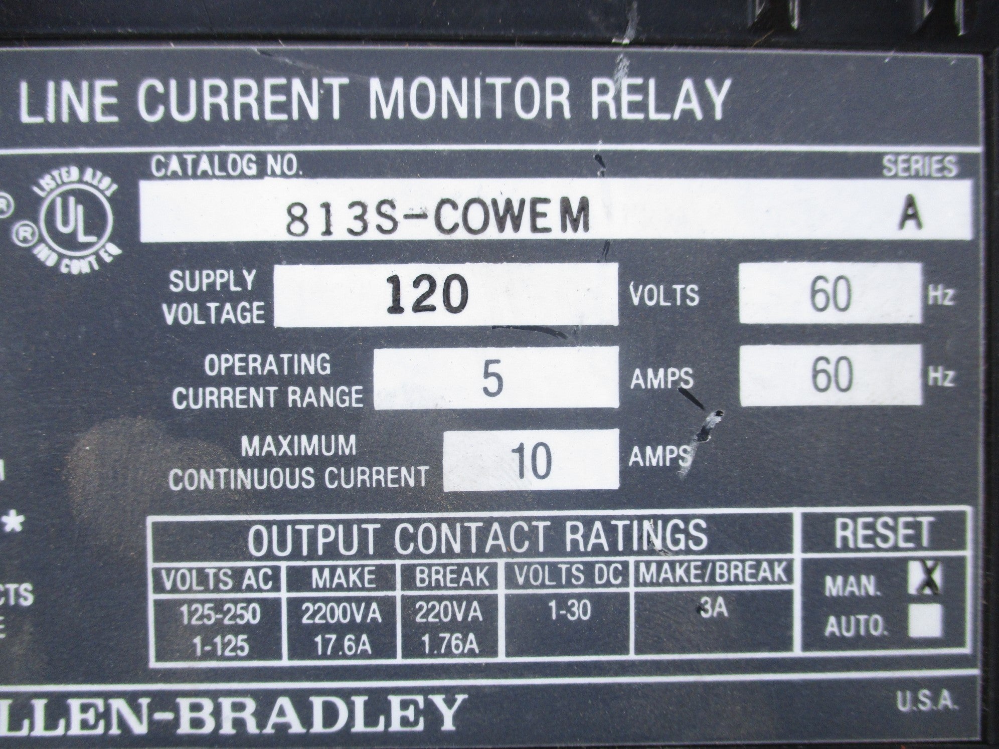 ALLEN BRADLEY 813S-COWEM SER. A 5A 120V (AS PICTURED) NSNP