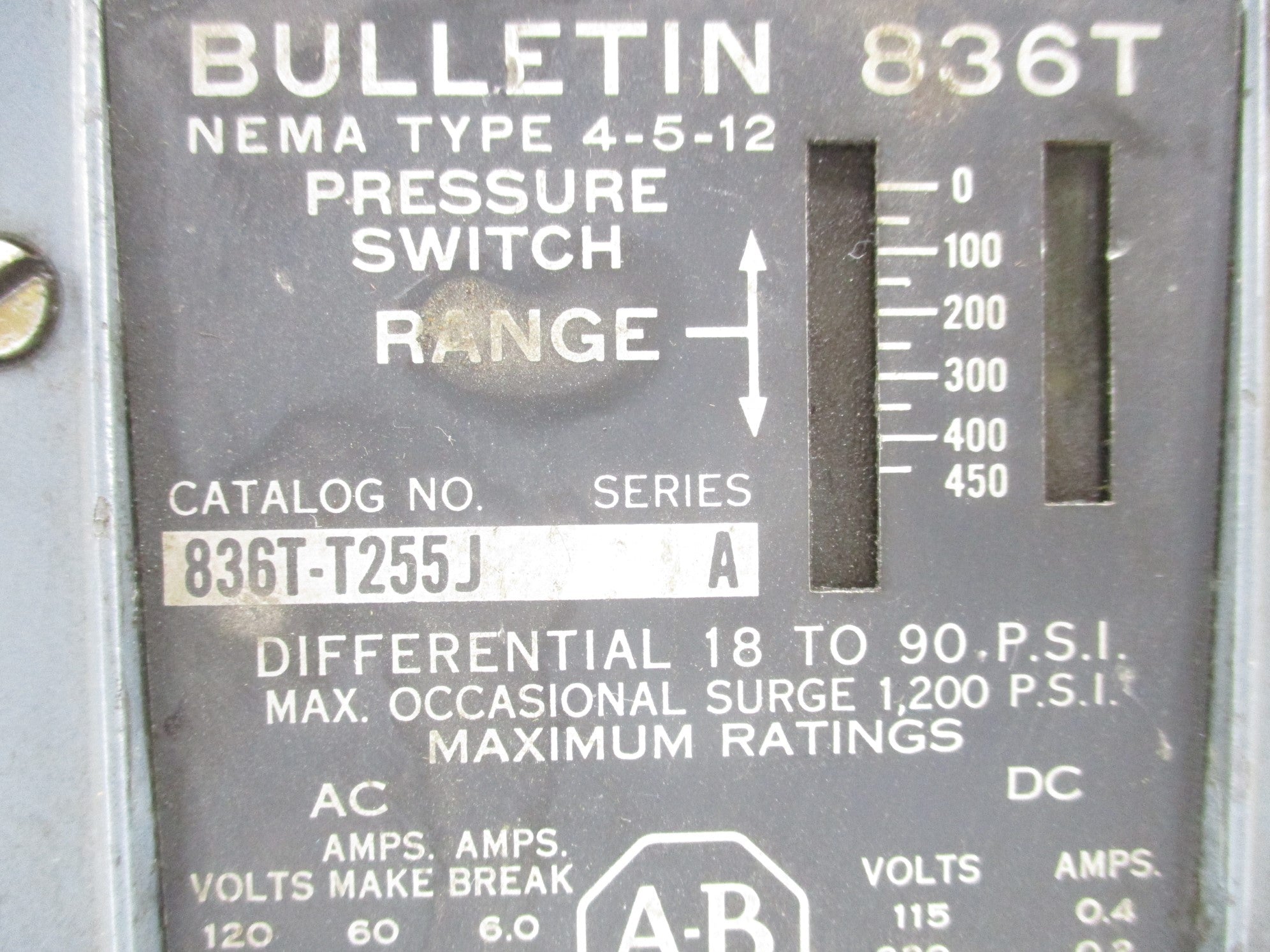 ALLEN BRADLEY 836T-T255J SER. A UNMP