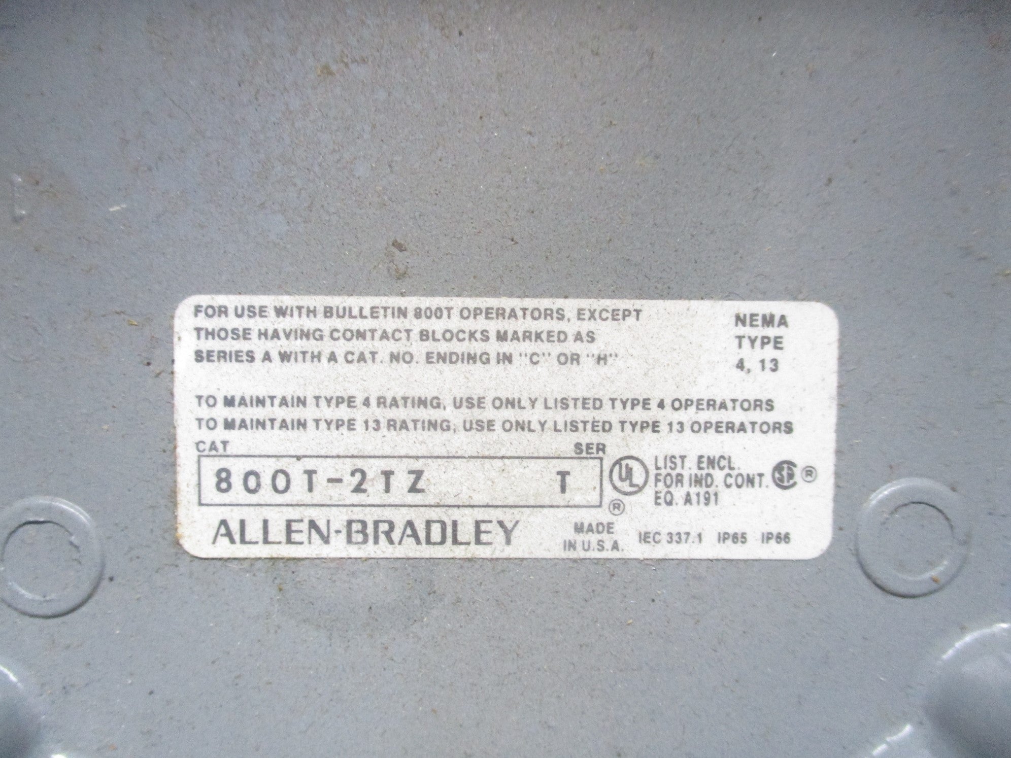 ALLEN BRADLEY 800T-2TZ SER. T NSNP