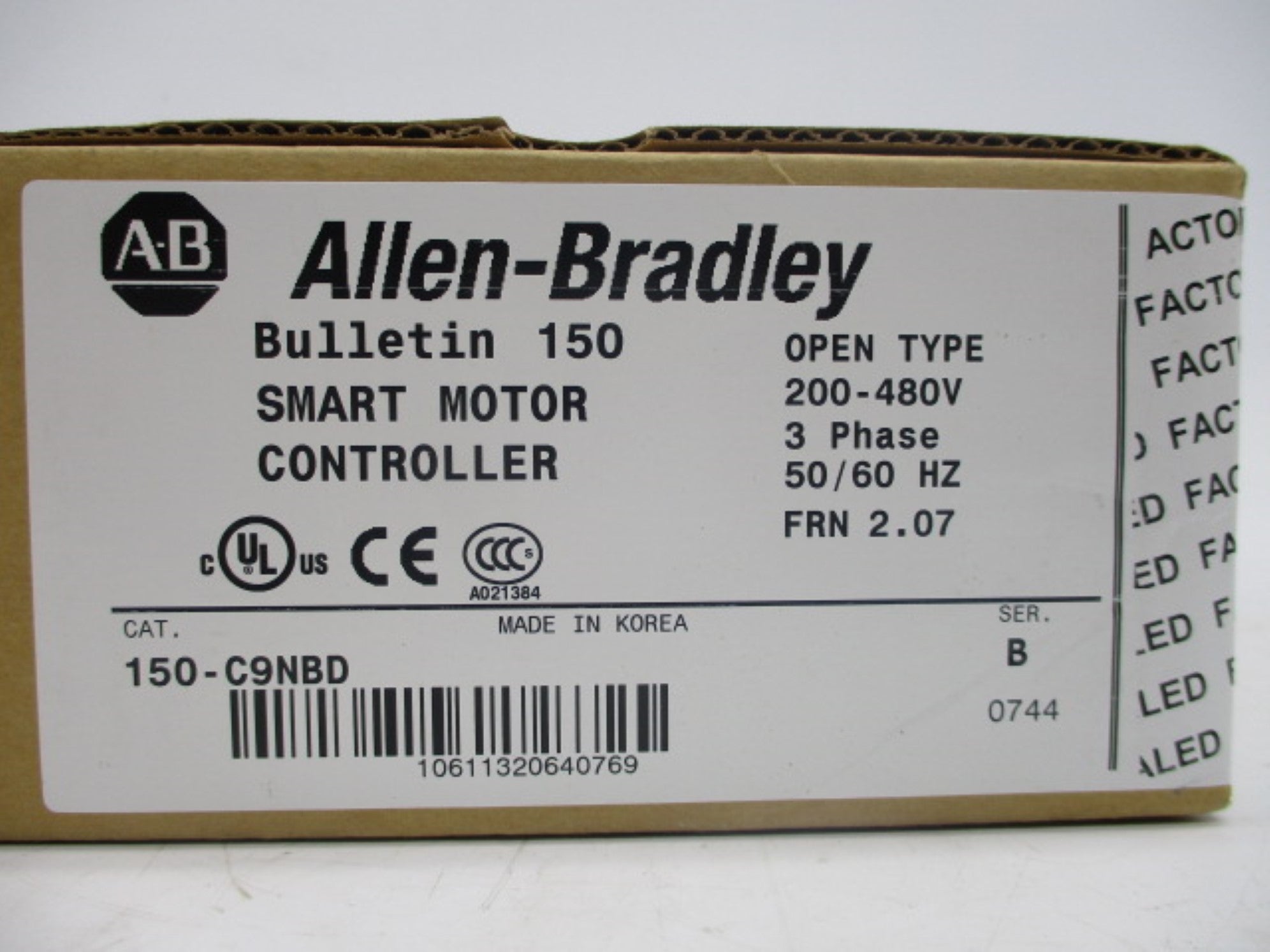 ALLEN BRADLEY 150-C9NBD SER. B F/W 2.07  (BR/WH) NSFS