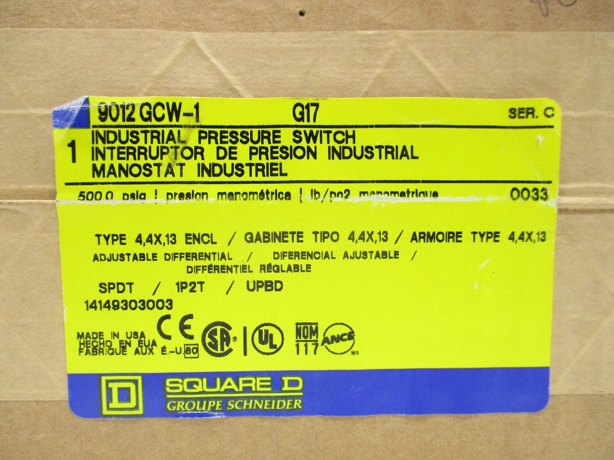 SQUARE D 9012GCW-1G17 SER. C NSFS