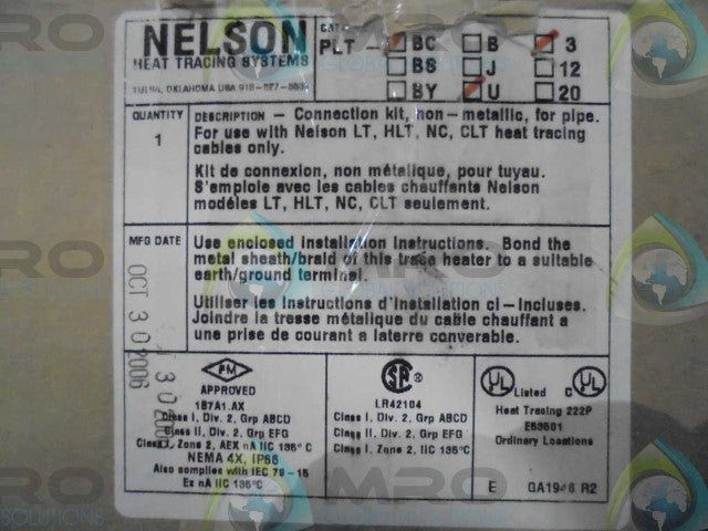 NELSON PLT-BC-U-3 CONNECTION KIT FOR PIPE *NEW IN BOX*