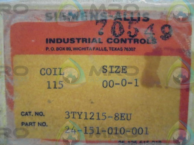 SIEMENS ALLIS 3TY1215-8EU COIL *NEW IN BOX*