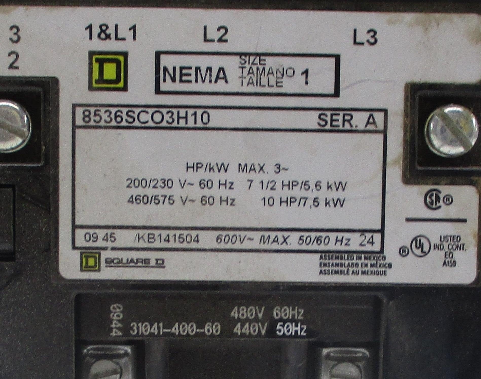 SQUARE D 8536SCO3H10 SER. A NSNP