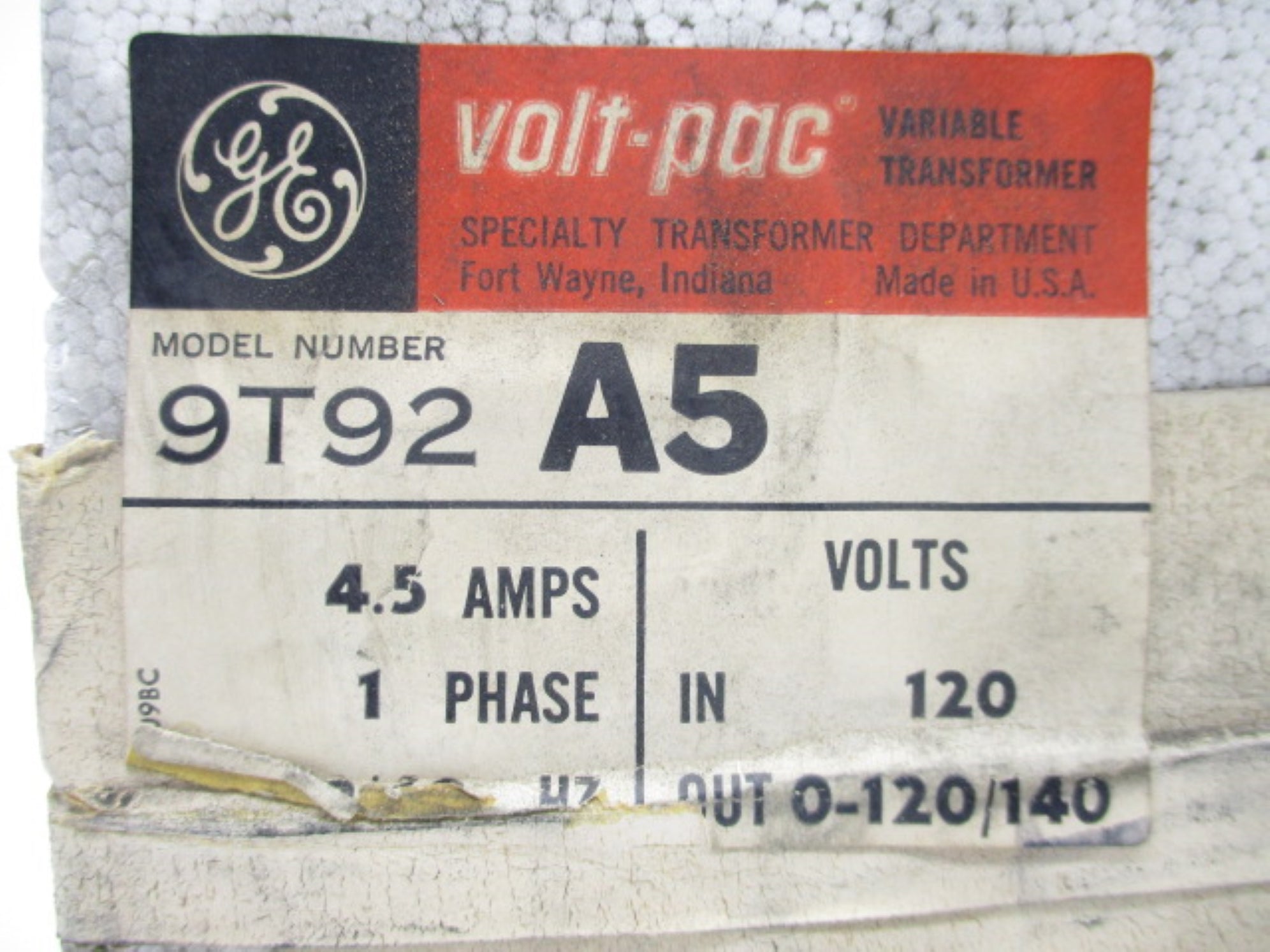 GENERAL ELECTRIC 9T92A5 NSFS