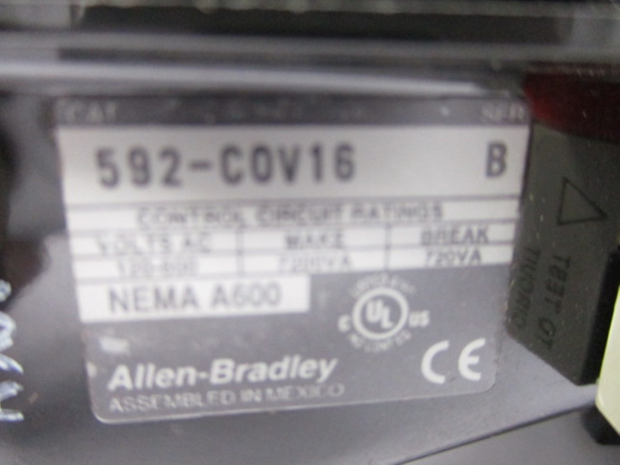 ALLEN BRADLEY 592-COV16 SER. B 600V UNMP
