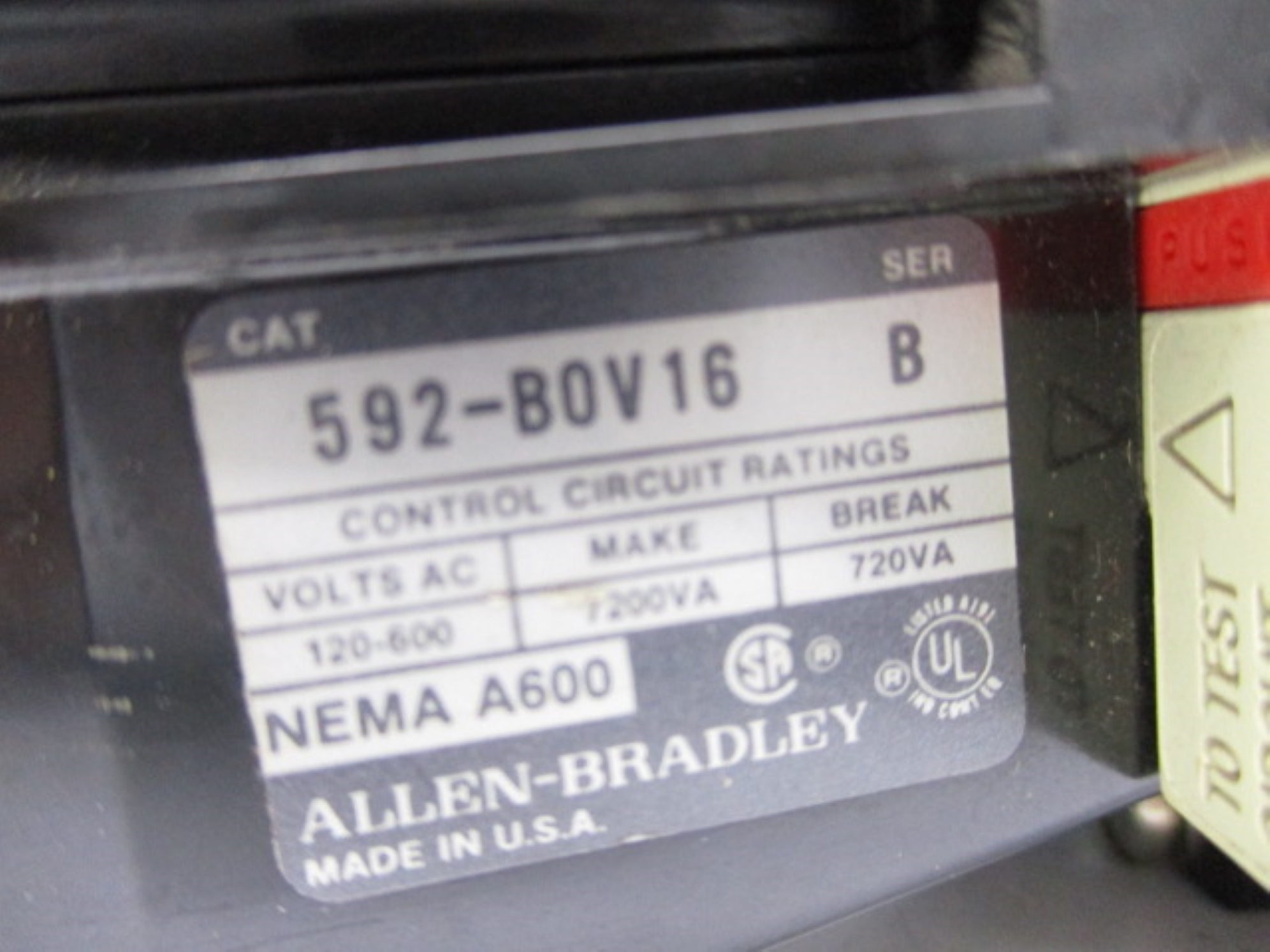 ALLEN BRADLEY 592-BOV16 SER. B 120-600VAC NSNP