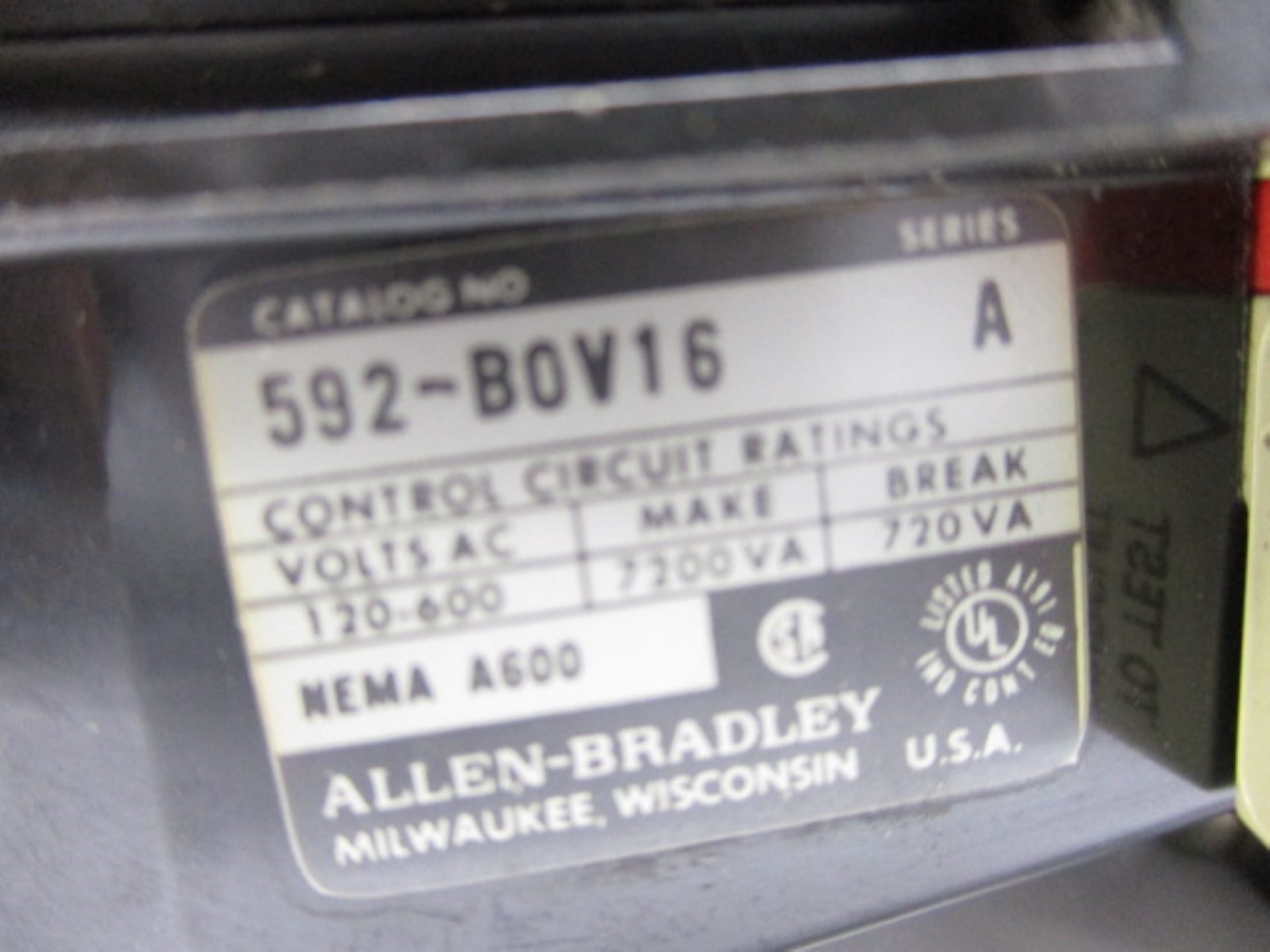INDUSTRIAL SPARE PART 592-BOV16 SER. A 120-600VAC NSNP
