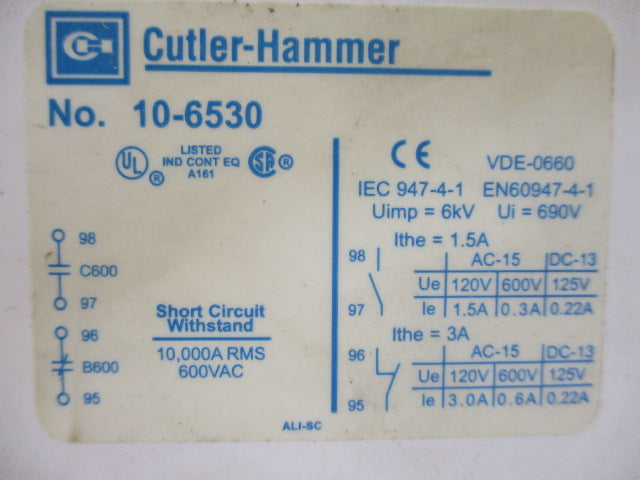 CUTLER HAMMER 10-6530 UNMP
