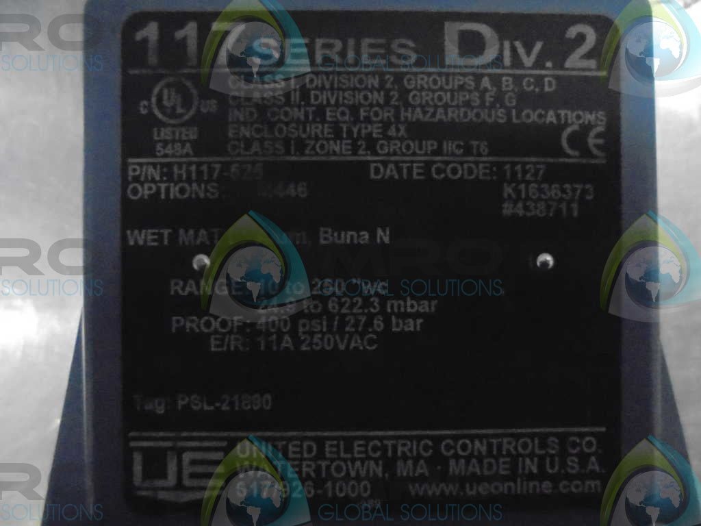 UNITED ELECTRIC H117-525 *NEW*