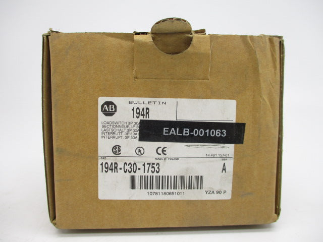 INDUSTRIAL SPARE PART 194R-C30-1753 SER. A 600VAC 30A (BR/WH) NSMP