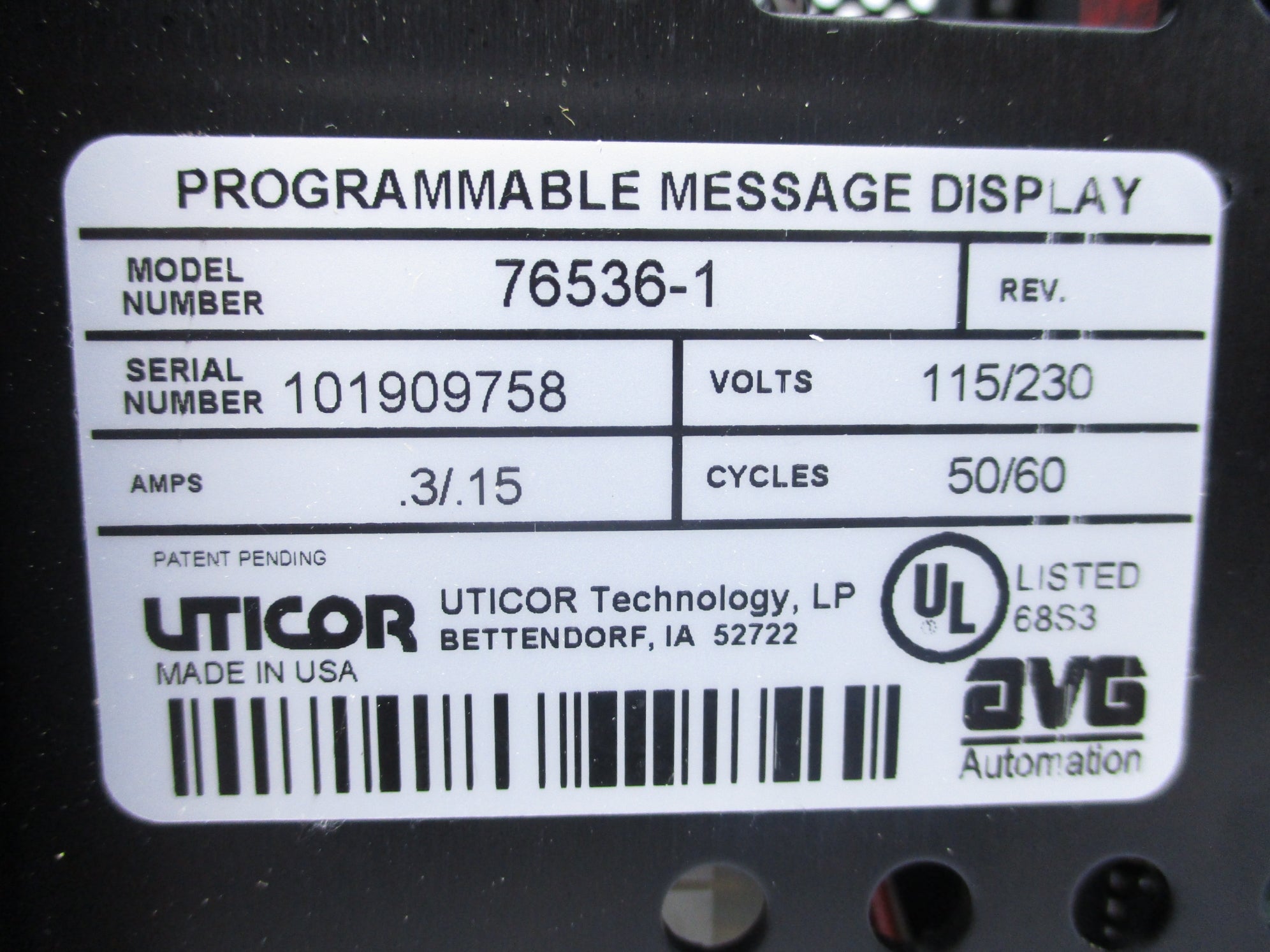 UTICOR 76536-1 NSNP
