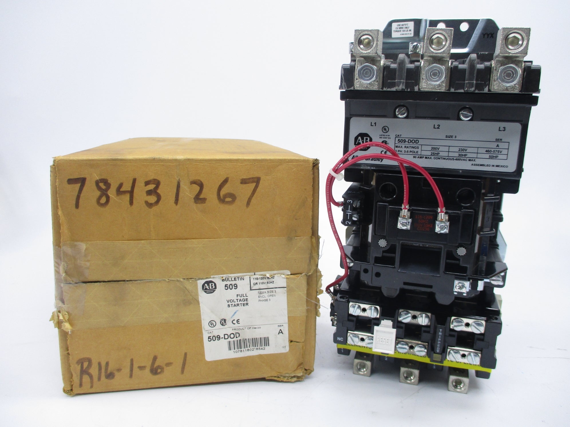 ALLEN BRADLEY 509-DOD SER. A 110/115-120V 90A (BR/WH) NSMP