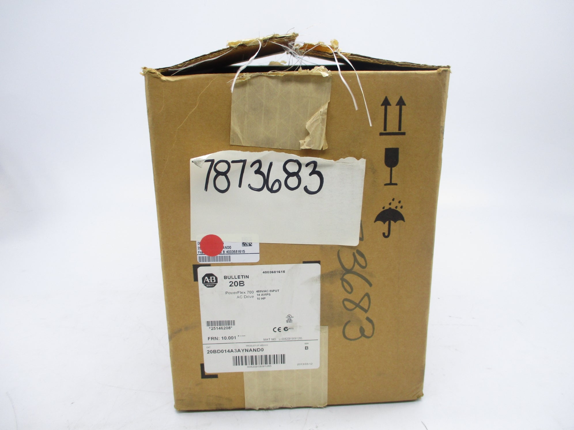 ALLEN BRADLEY 20BD014A3AYNAND0 SER. B F/W 10.001 (BR/WH) NSMP