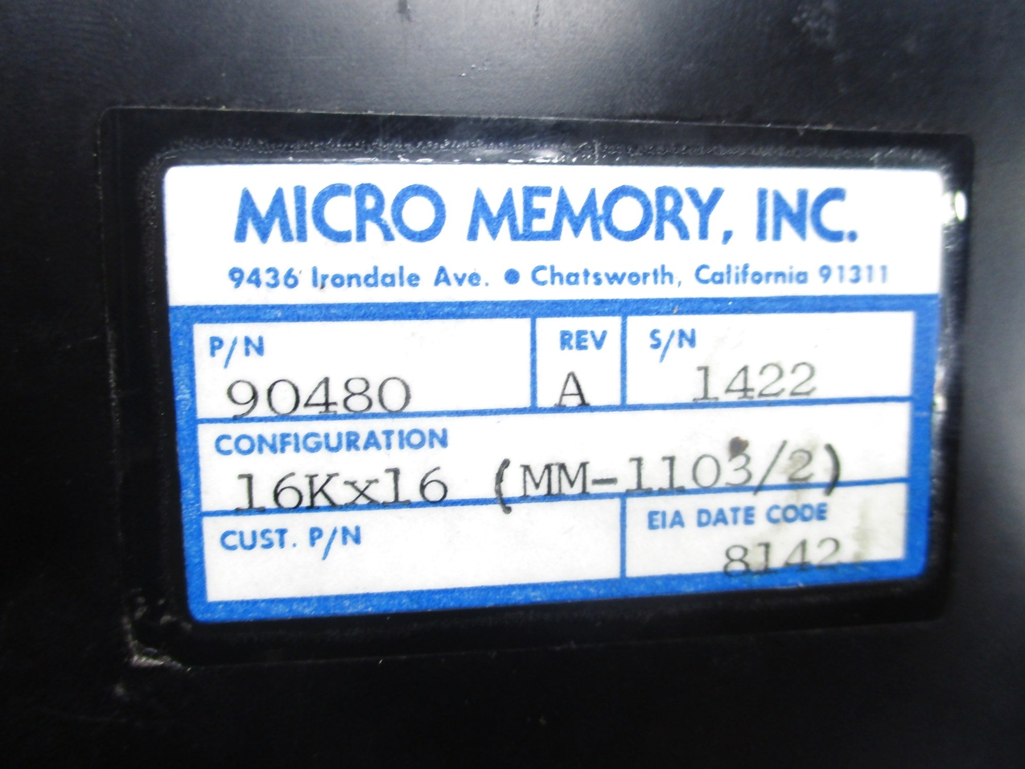 MICRO MEMORY 90480 REV. A NSNP