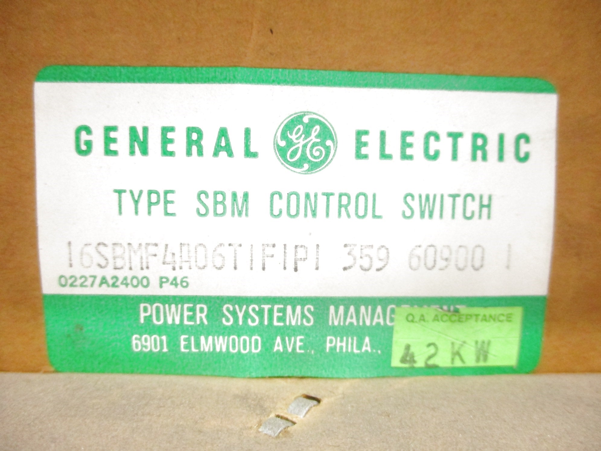 GENERAL ELECTRIC 16SBMF4A06TIFIPI NSFS