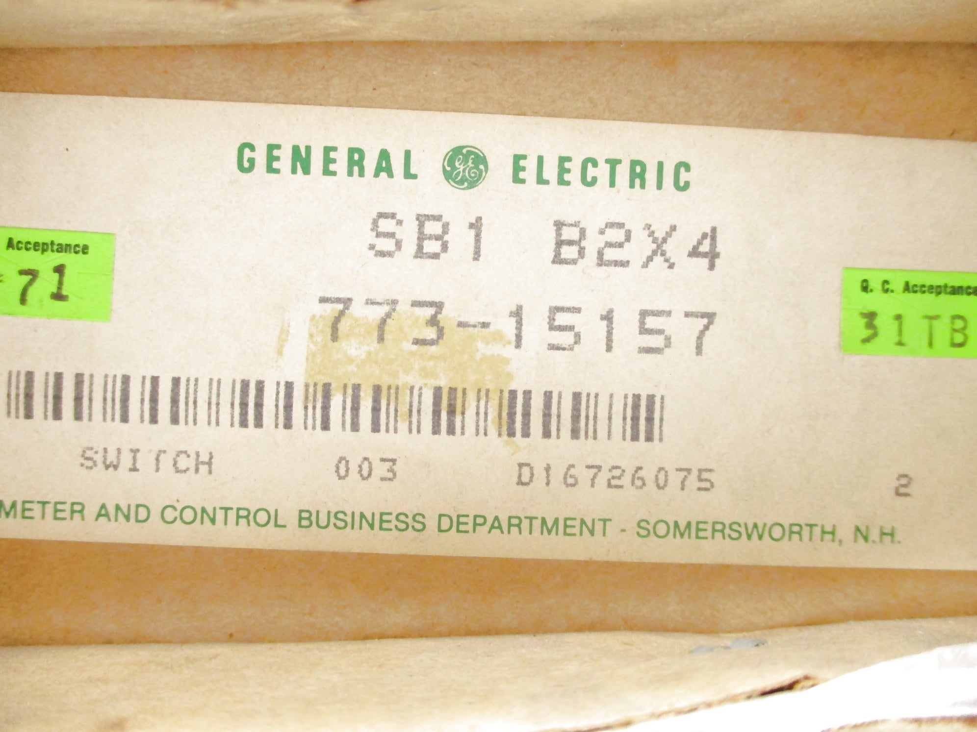 GENERAL ELECTRIC SB1B2X4 NSFS