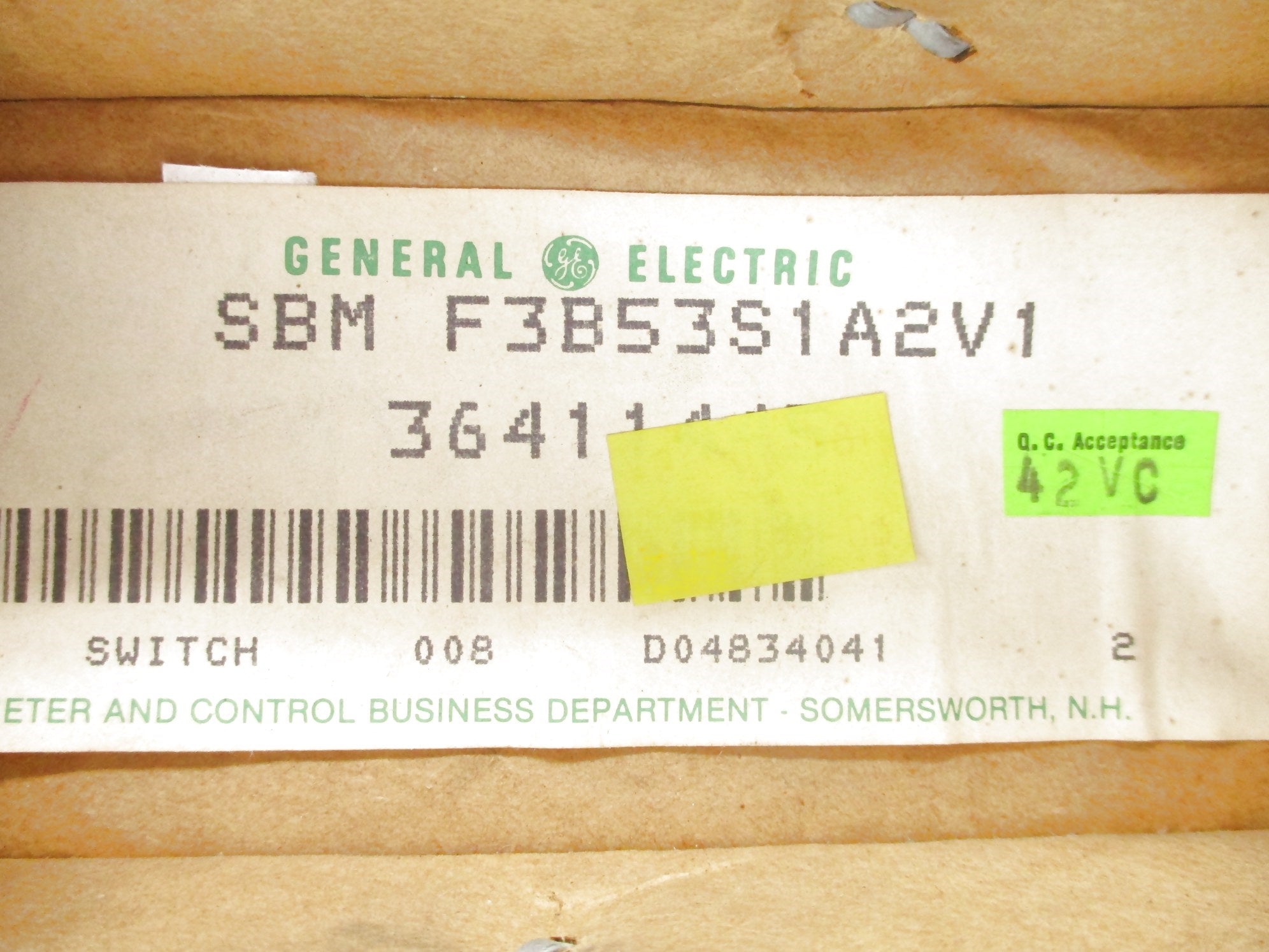 GENERAL ELECTRIC SBMF3B53S1A2V1 NSFS