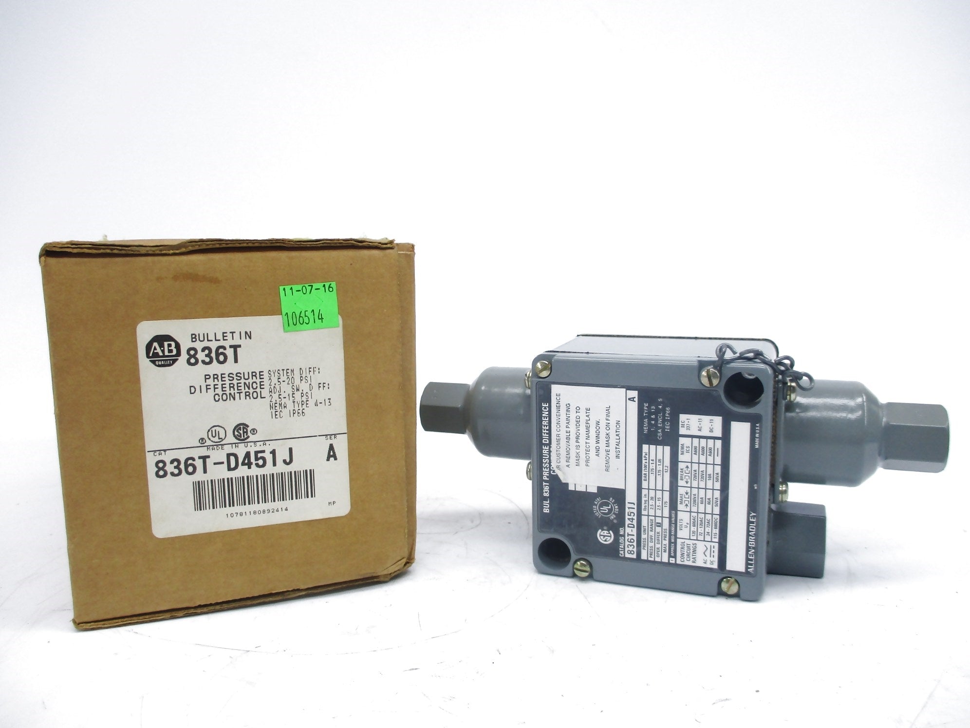 INDUSTRIAL SPARE PART 836T-D451J SER. A 120-600VAC 60A (BR/WH) NSMP