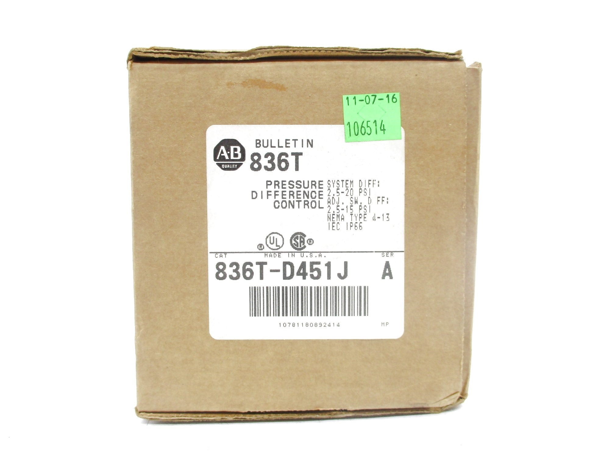 INDUSTRIAL SPARE PART 836T-D451J SER. A 120-600VAC 60A (BR/WH) NSMP