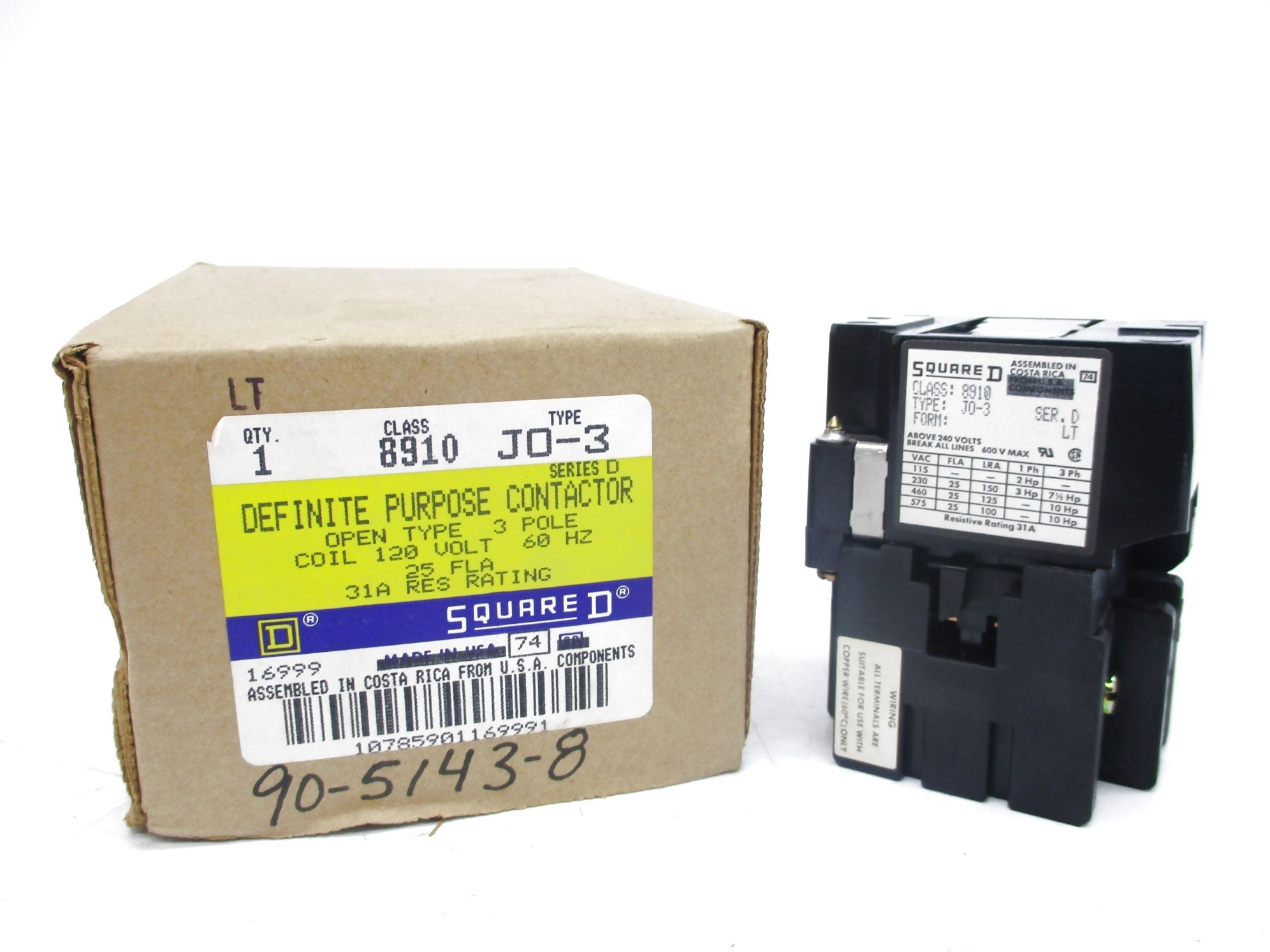 SQUARE D 8910JO-3 SER. D 120V NSMP