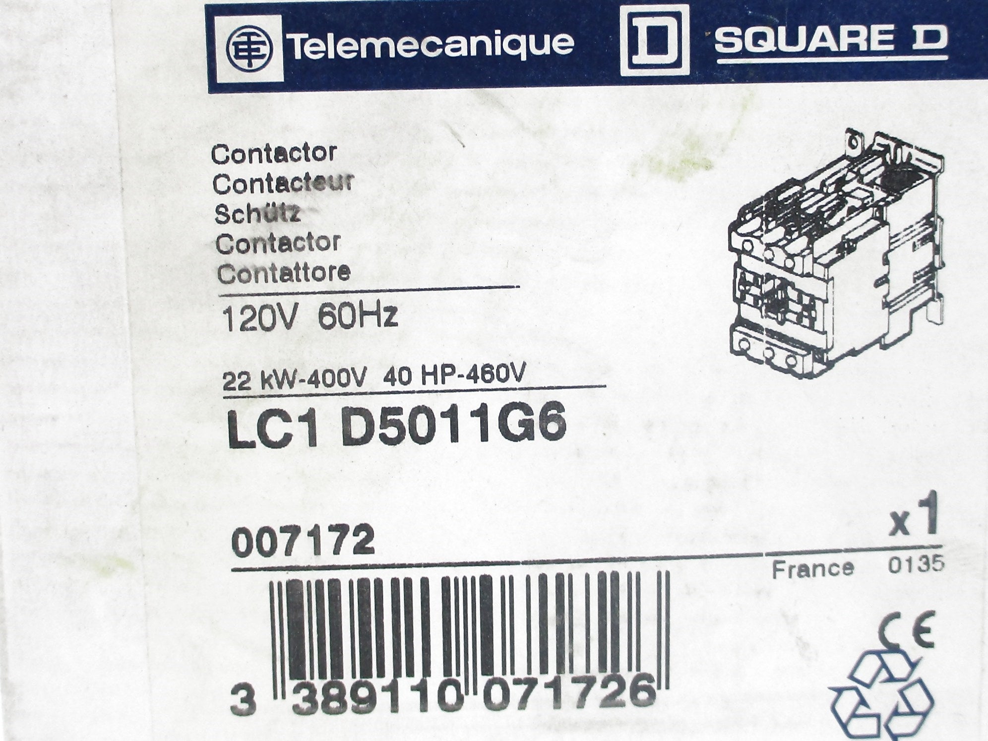 TELEMECANIQUE LC1D5011G6 120V NSFS
